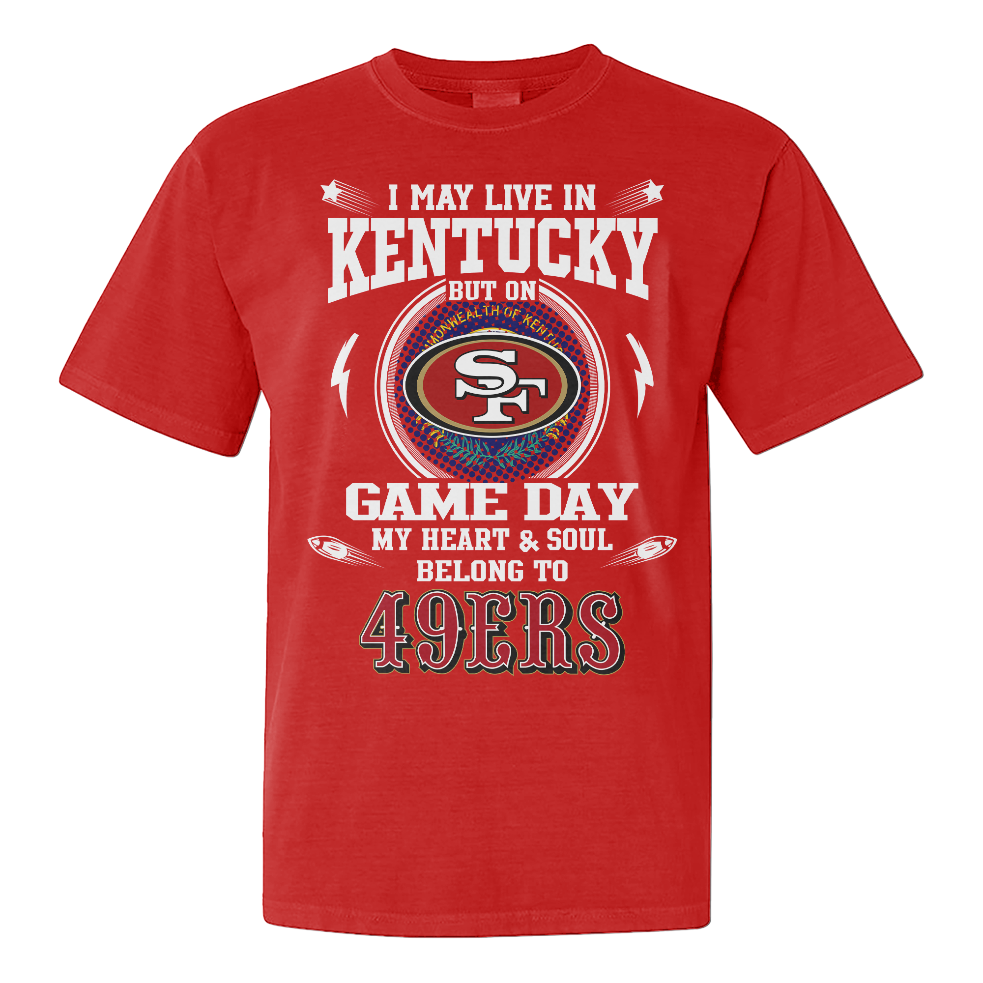 I Live In Kentucky And On Game Day My Heart And Soul Belongs To 49ers Shirt PT76149
