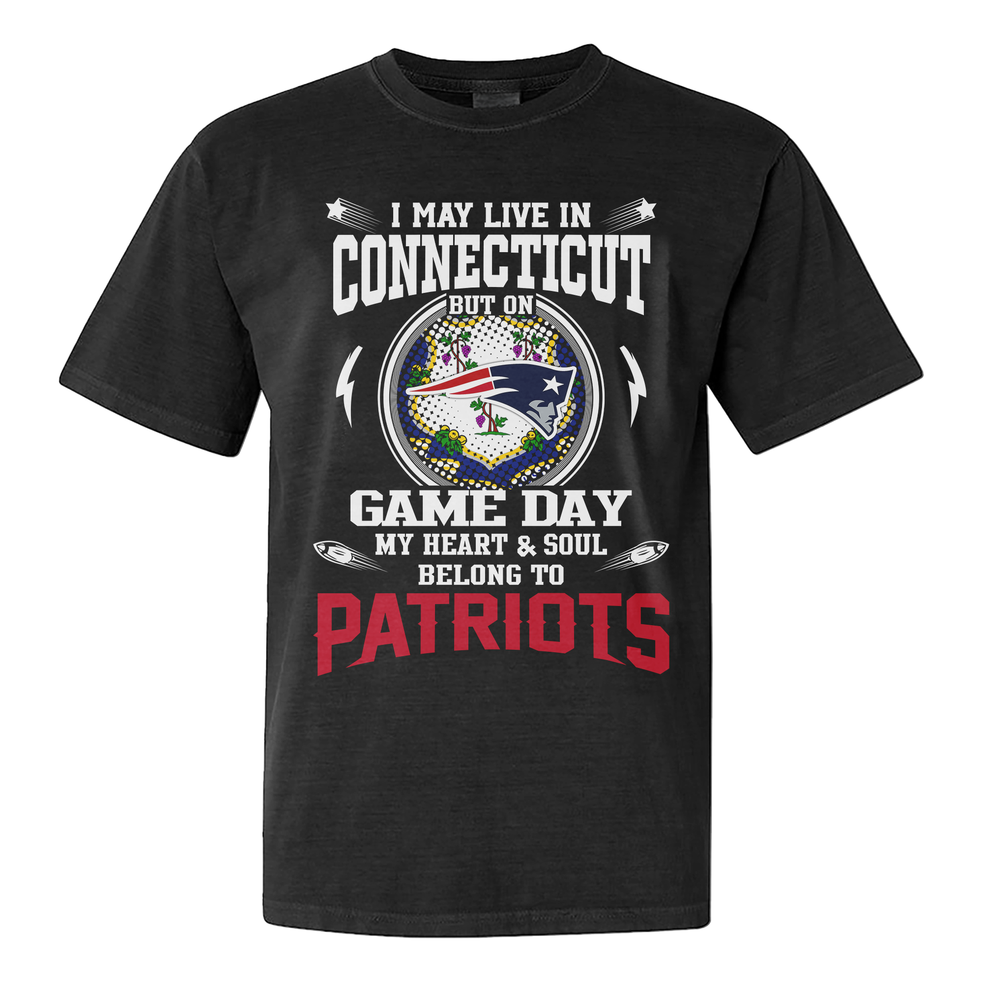 I Live In Connecticut And On Game Day My Heart And Soul Belongs To Patriots Shirt PT76239