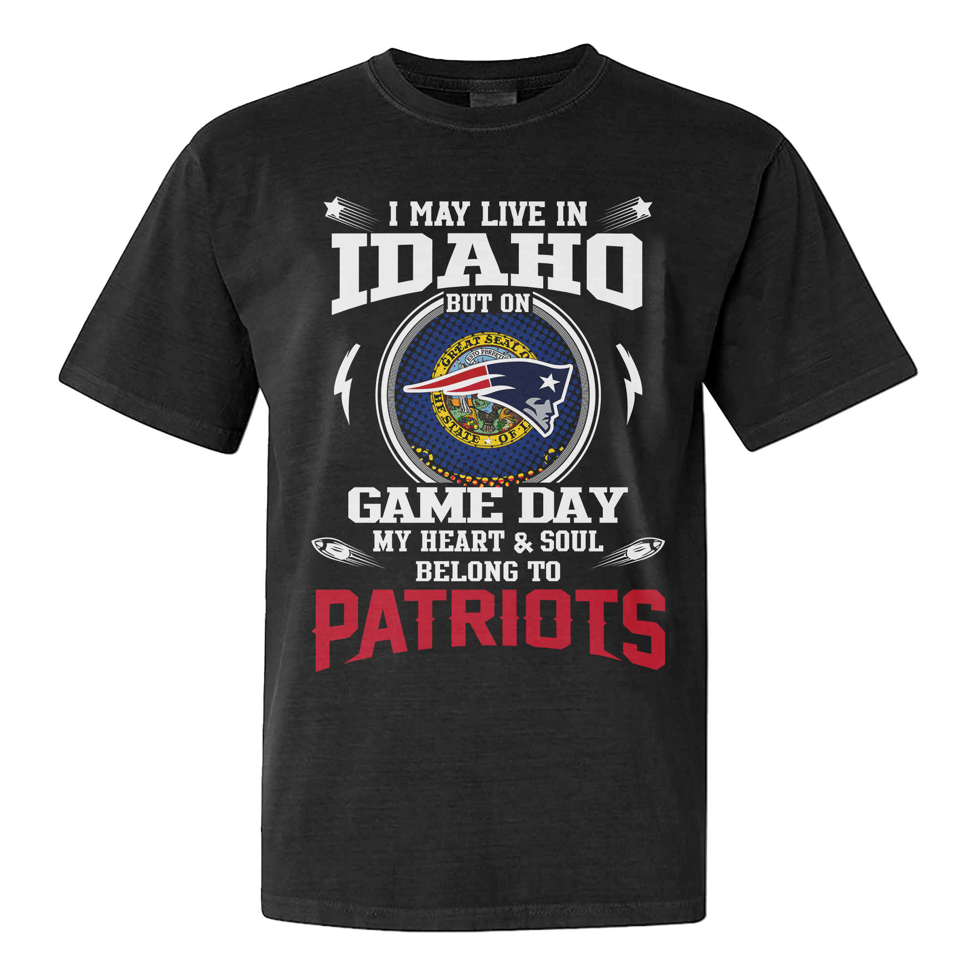 I Live In Idaho And On Game Day My Heart And Soul Belongs To Patriots Shirt PT76245
