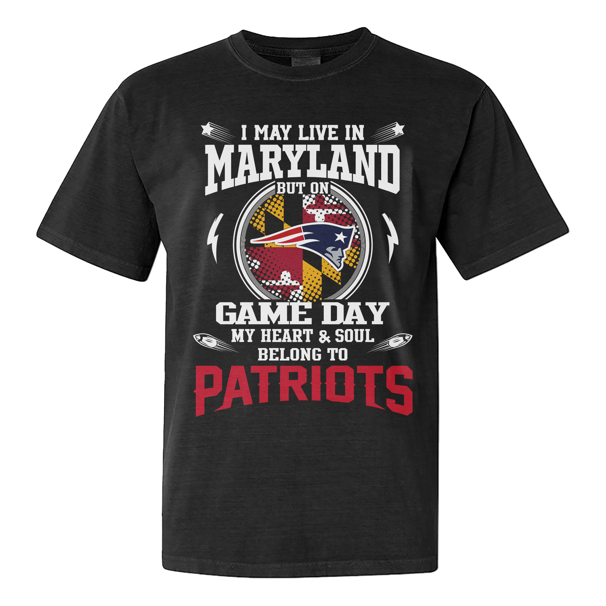 I Live In Maryland And On Game Day My Heart And Soul Belongs To Patriots Shirt PT76253