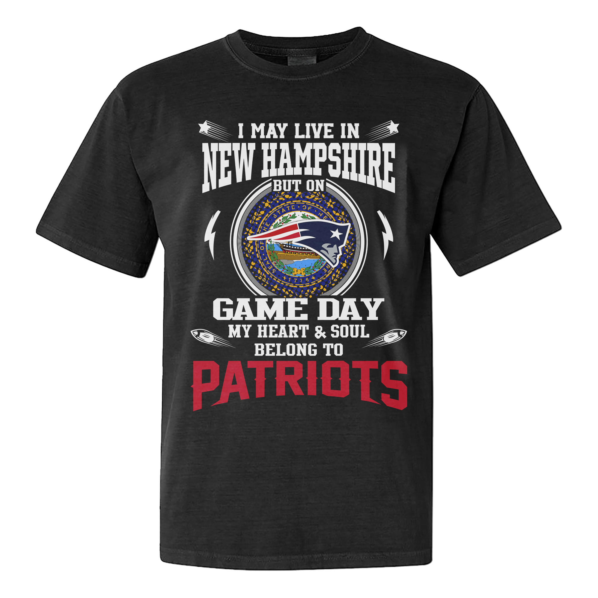 I Live In New Hampshire And On Game Day My Heart And Soul Belongs To Patriots Shirt PT76261