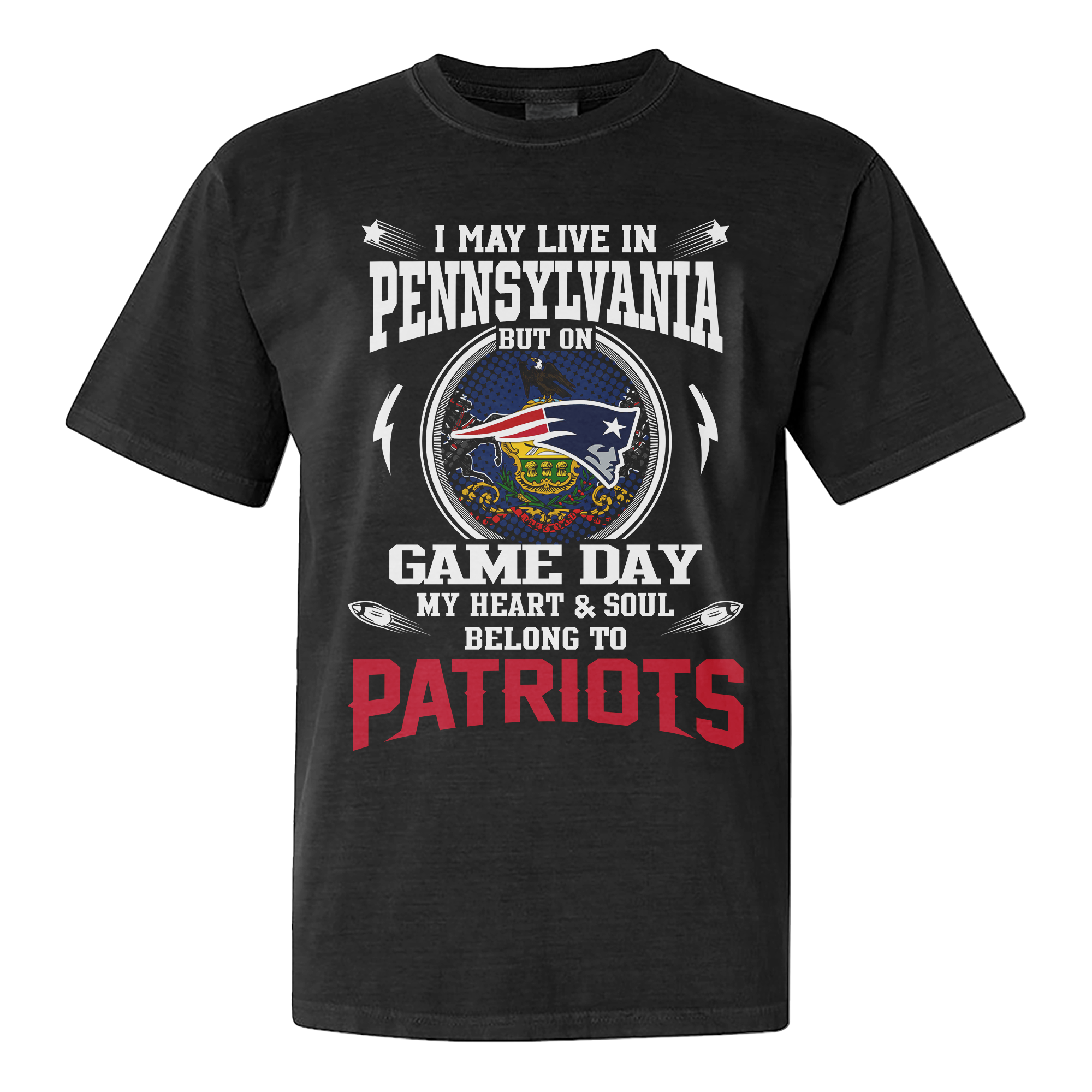 I Live In Pennsylvania And On Game Day My Heart And Soul Belongs To Patriots Shirt PT76270