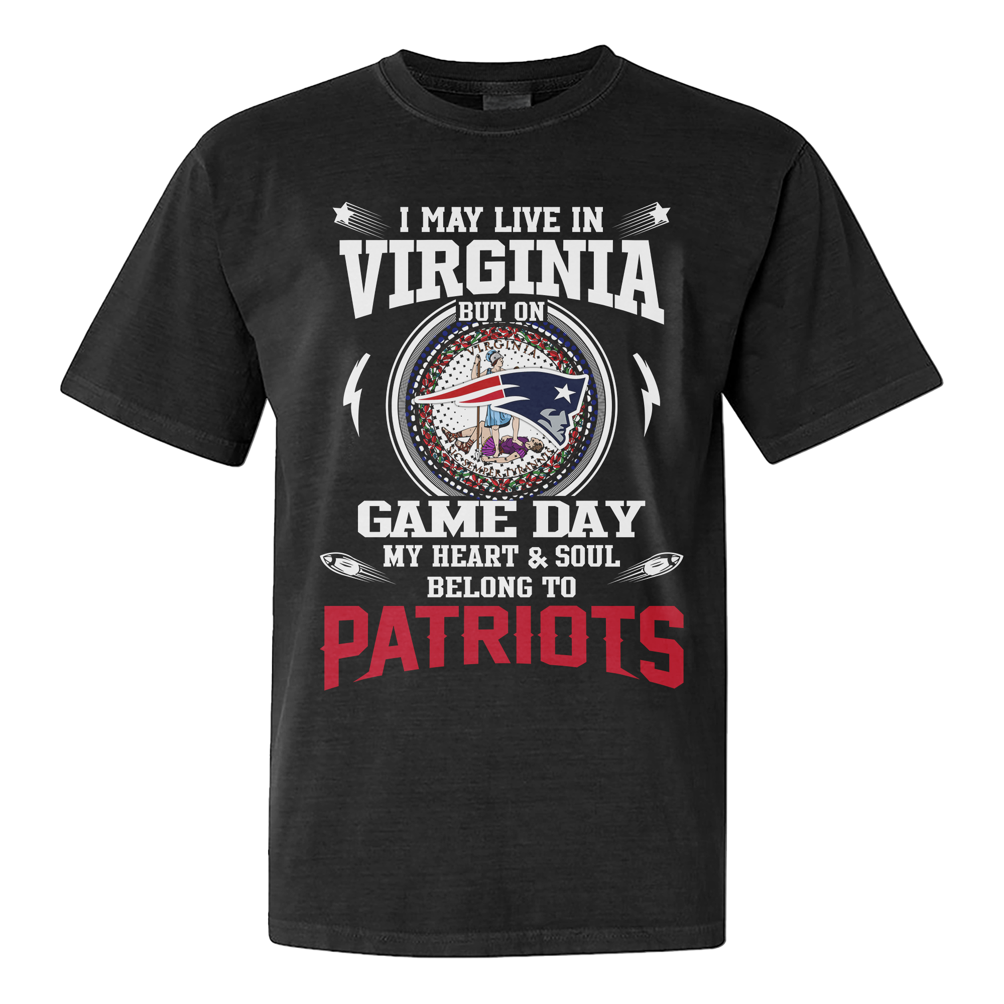 I Live In Virginia And On Game Day My Heart And Soul Belongs To Patriots Shirt PT76278