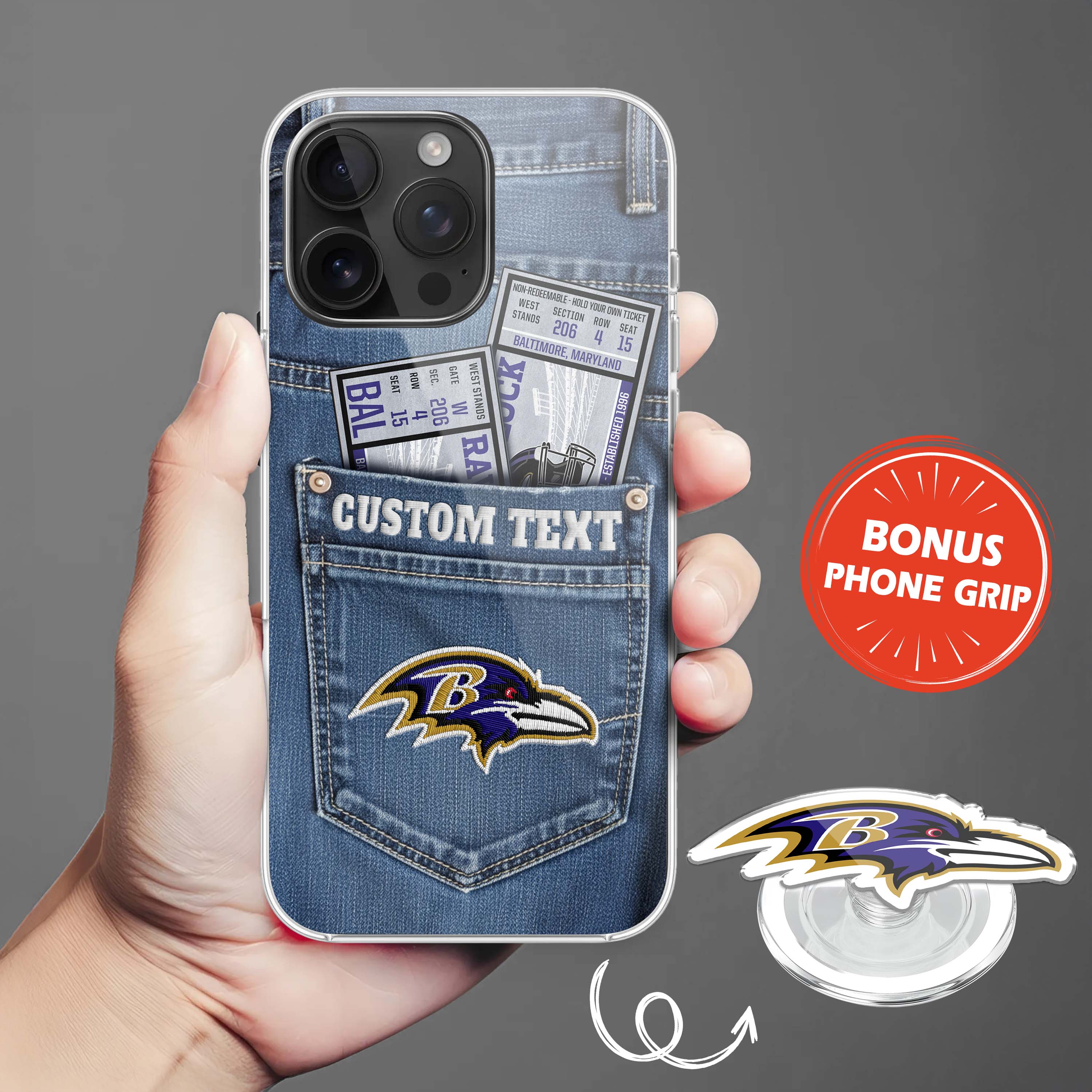 Baltimore Ravens NFL Jeans Pocket Phone Case & Phone Grip PT76354