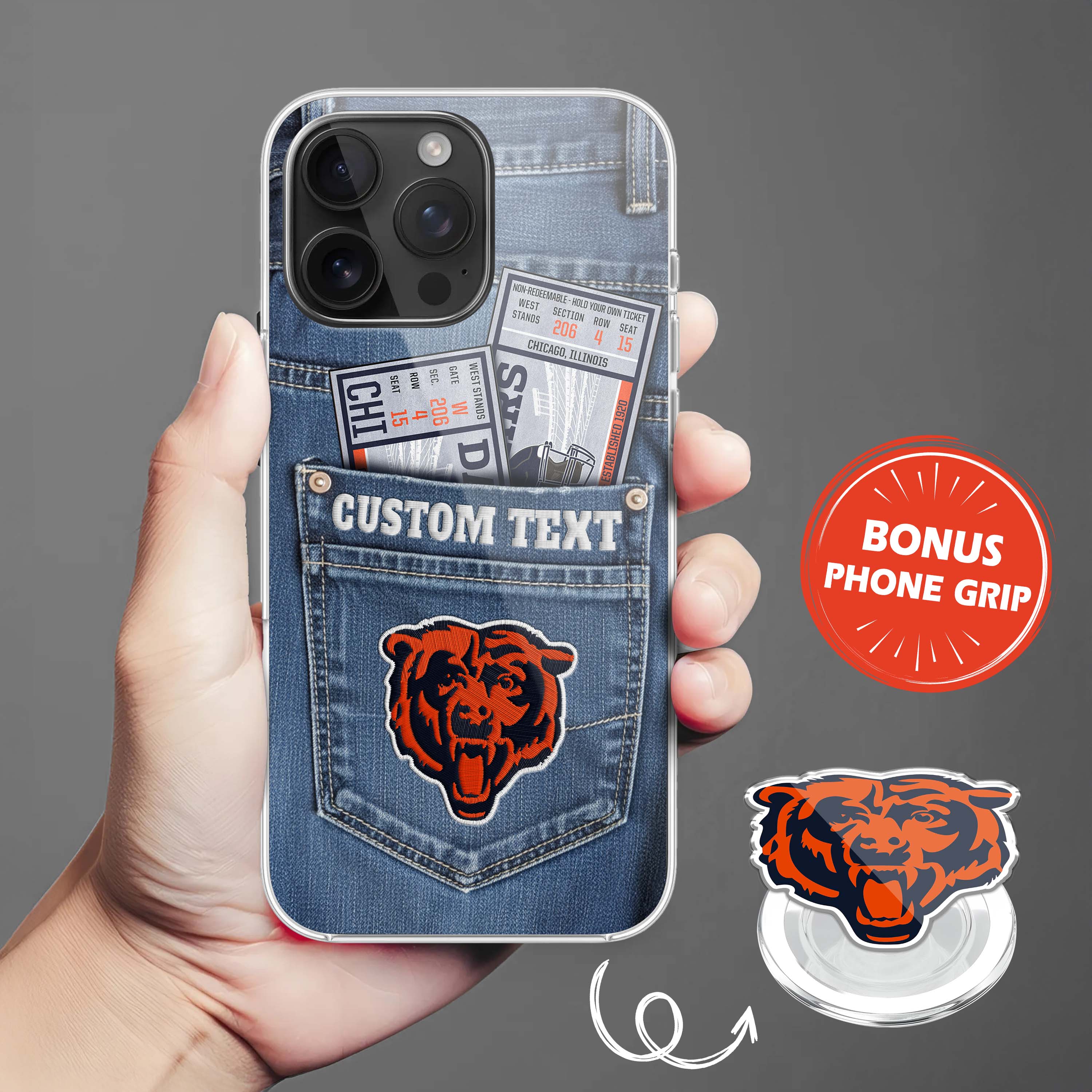 Chicago Bears NFL Jeans Pocket Phone Case & Phone Grip PT76357