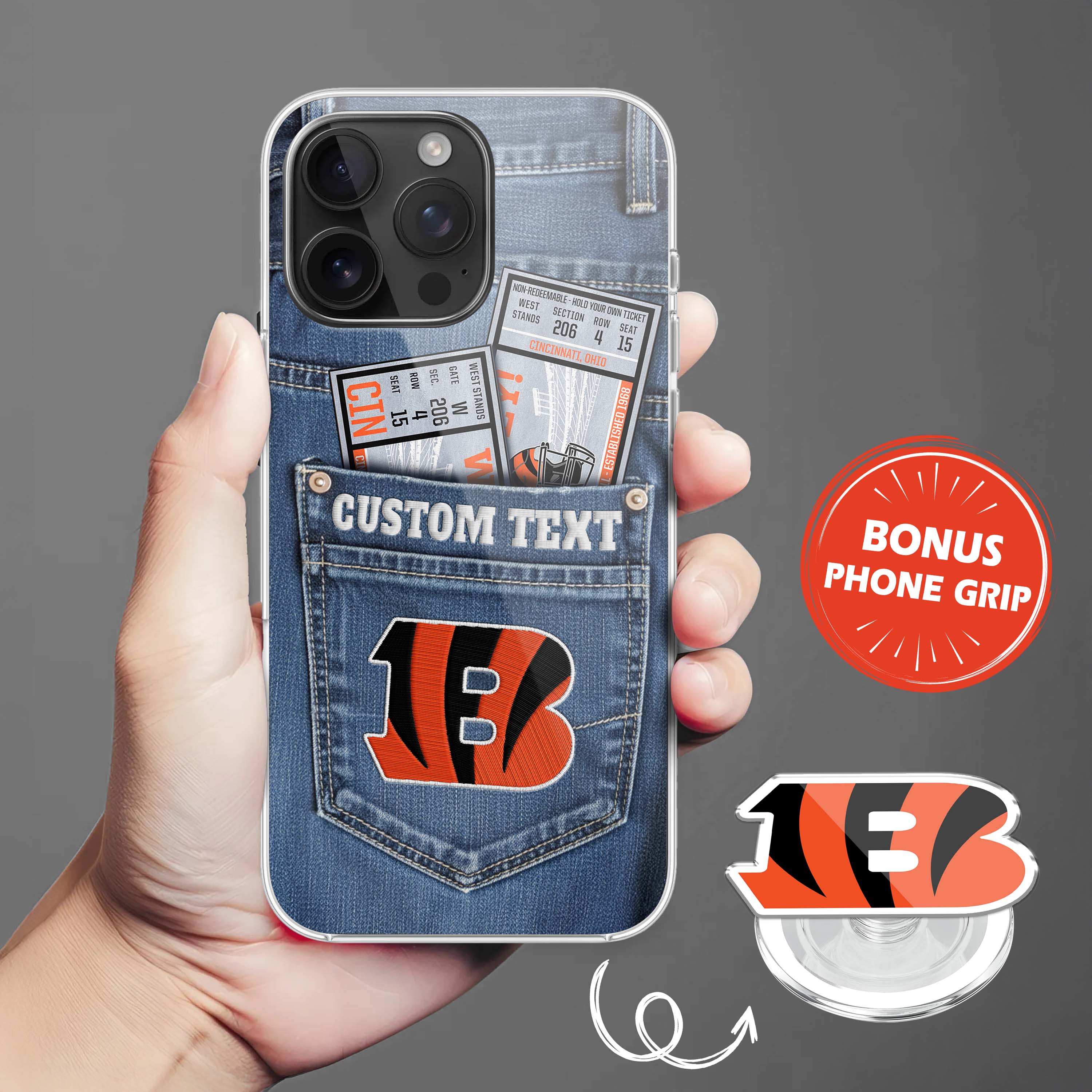 Cincinnati Bengals NFL Jeans Pocket Phone Case & Phone Grip PT76358