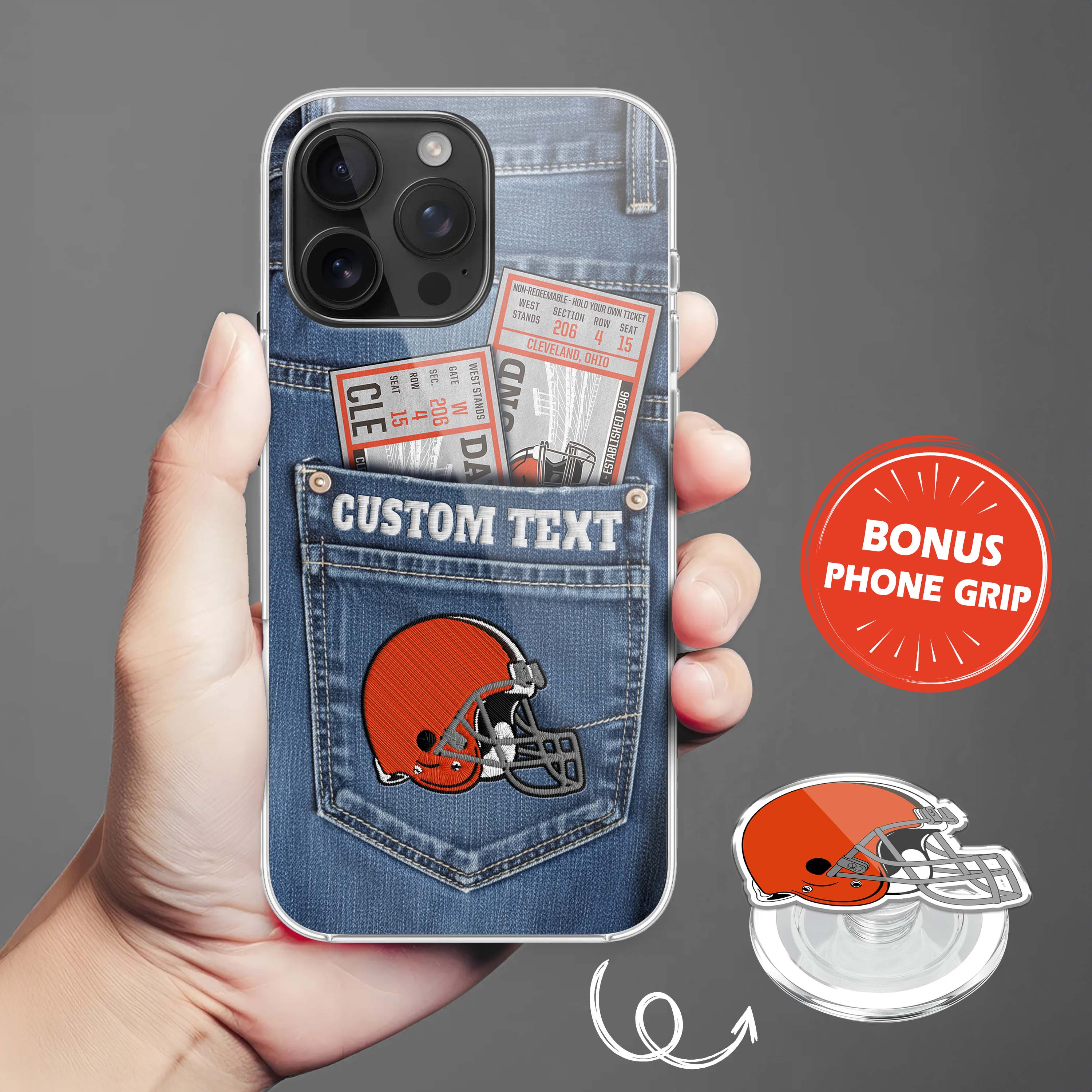 Cleveland Browns NFL Jeans Pocket Phone Case & Phone Grip PT76359
