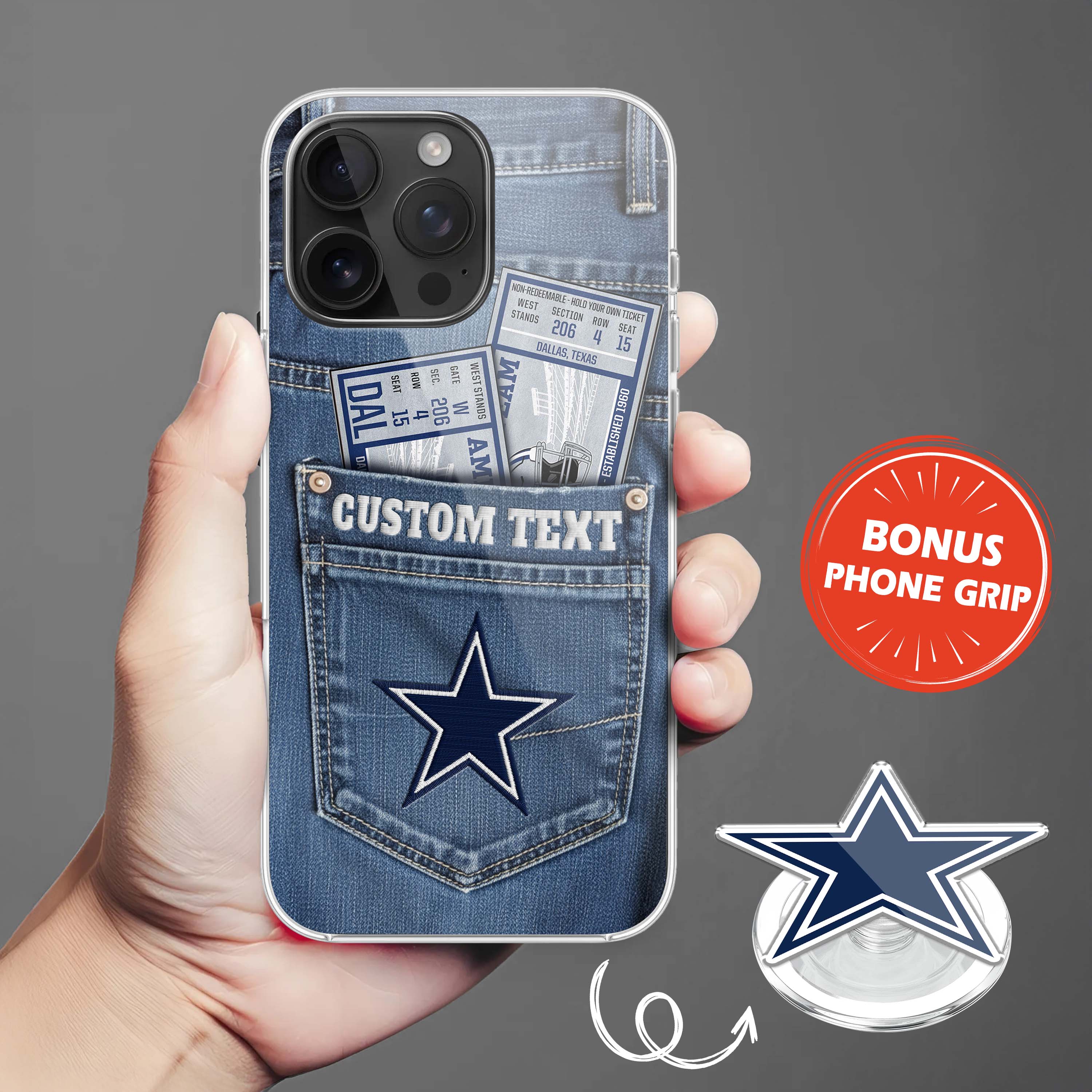Dallas Cowboys NFL Jeans Pocket Phone Case & Phone Grip PT76360