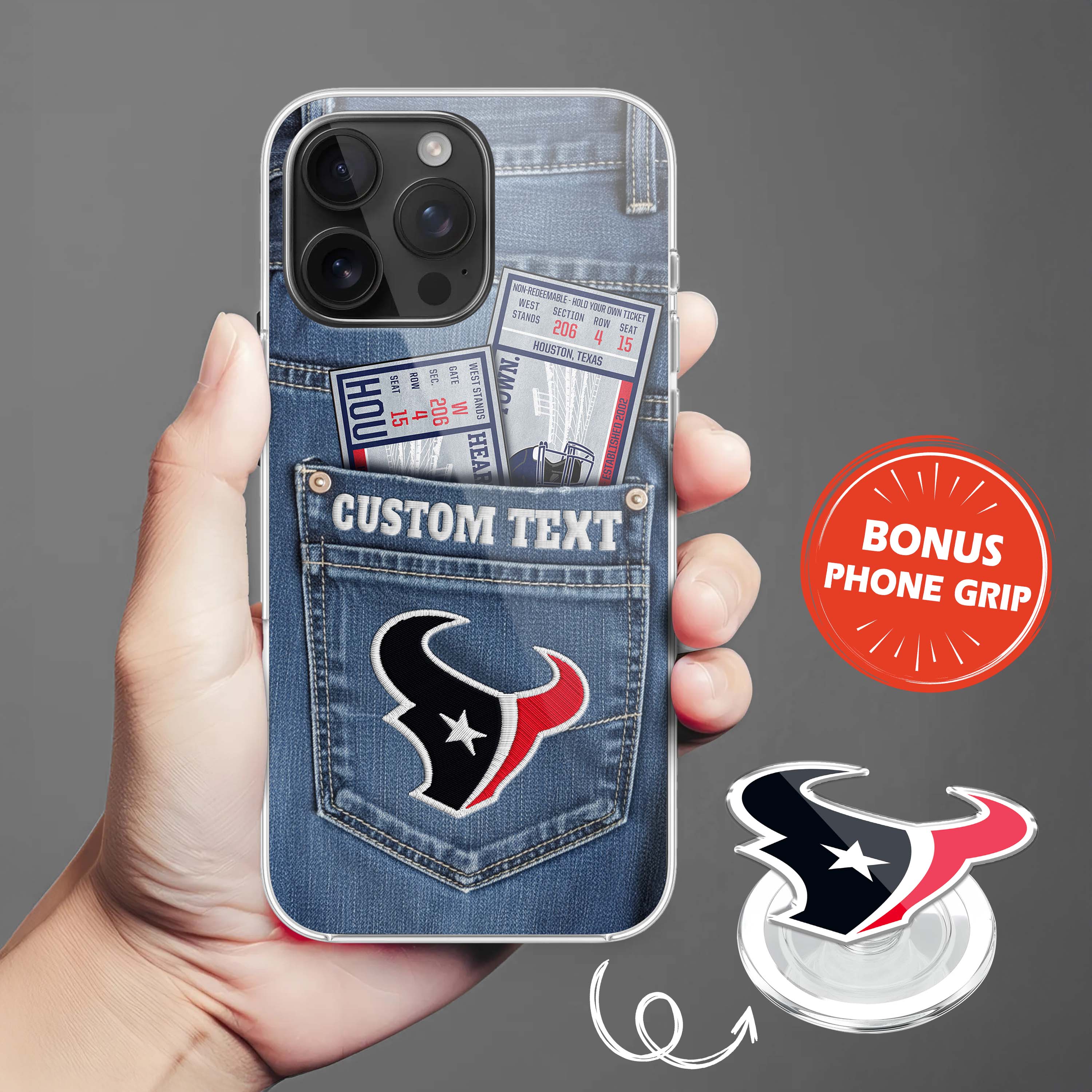 Houston Texans NFL Jeans Pocket Phone Case & Phone Grip PT76364