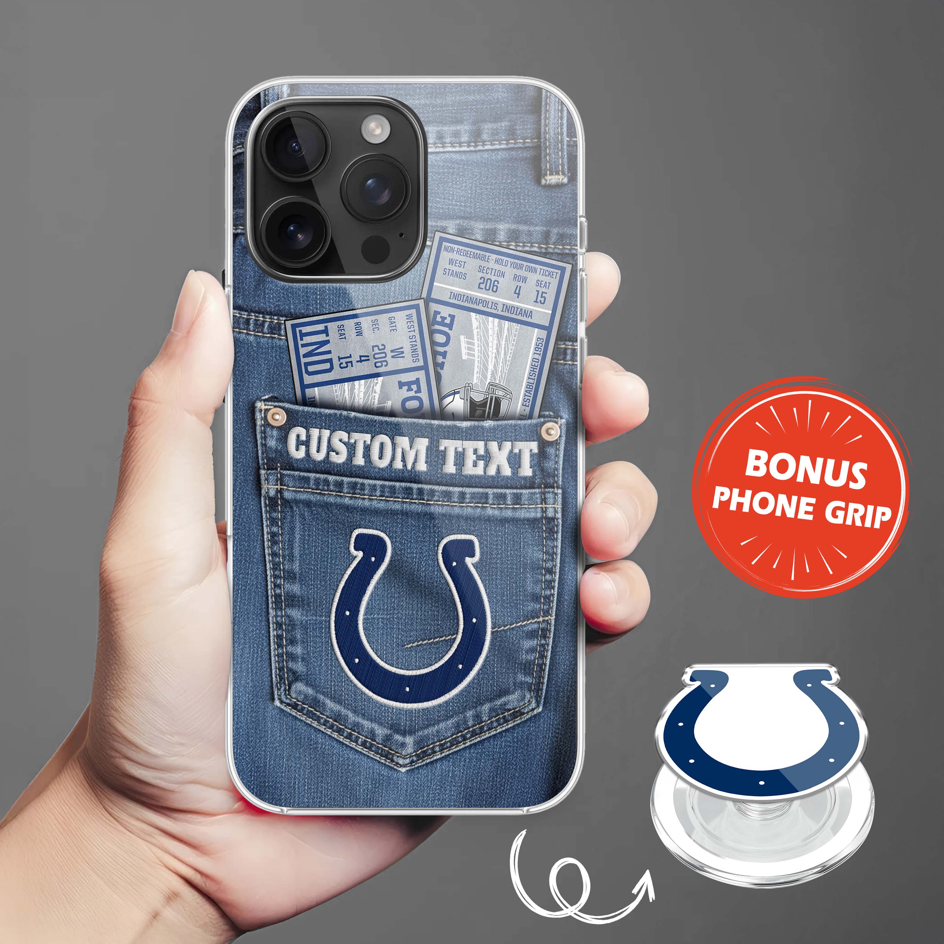 Indianapolis Colts NFL Jeans Pocket Phone Case & Phone Grip PT76365