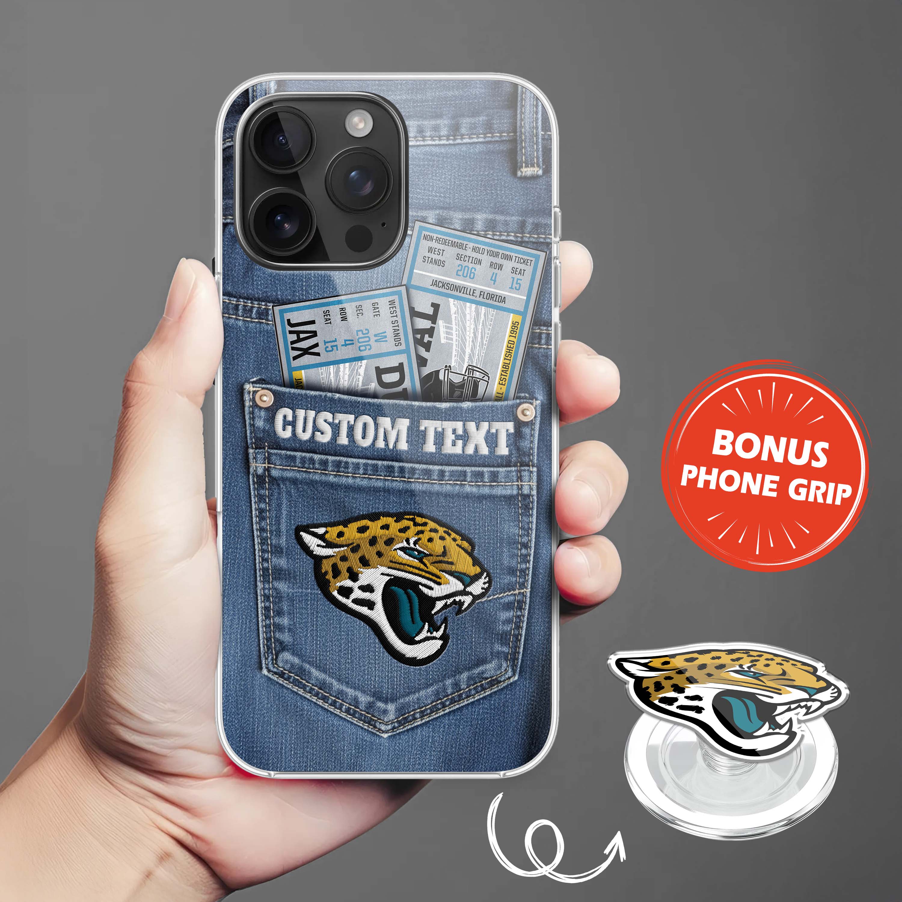 Jacksonville Jaguars NFL Jeans Pocket Phone Case & Phone Grip PT76366