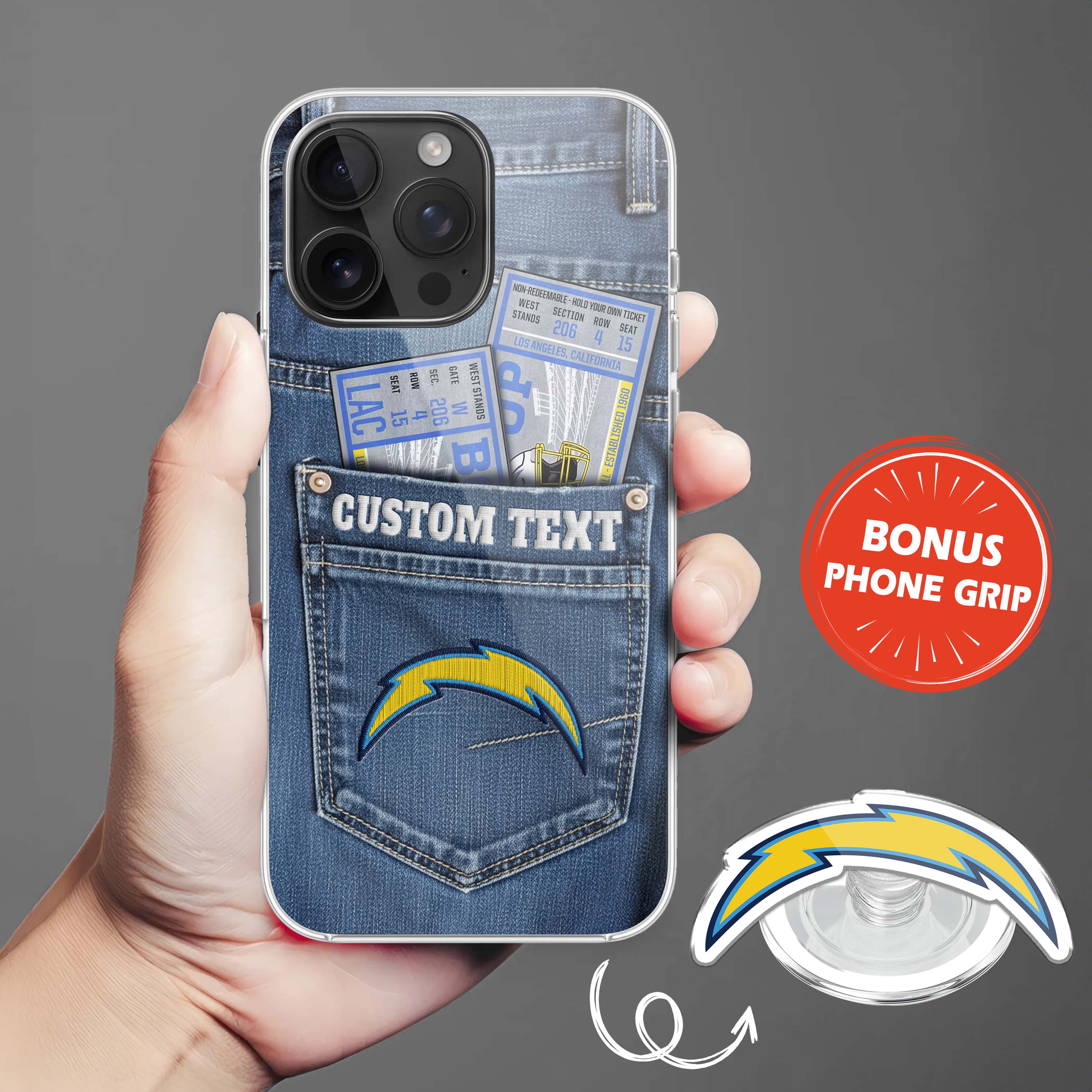 Los Angeles Chargers NFL Jeans Pocket Phone Case & Phone Grip PT76369