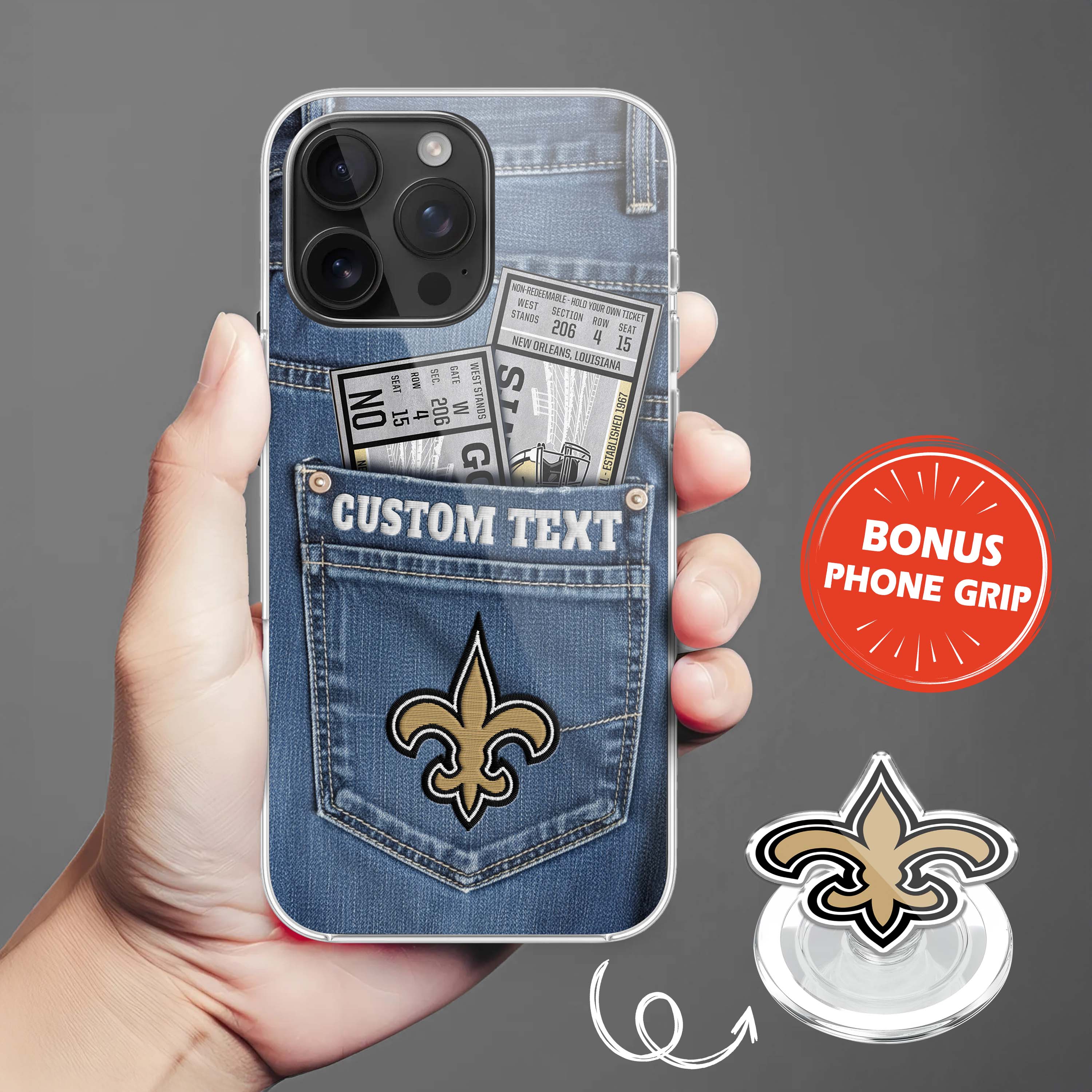 New Orleans Saints NFL Jeans Pocket Phone Case & Phone Grip PT76374