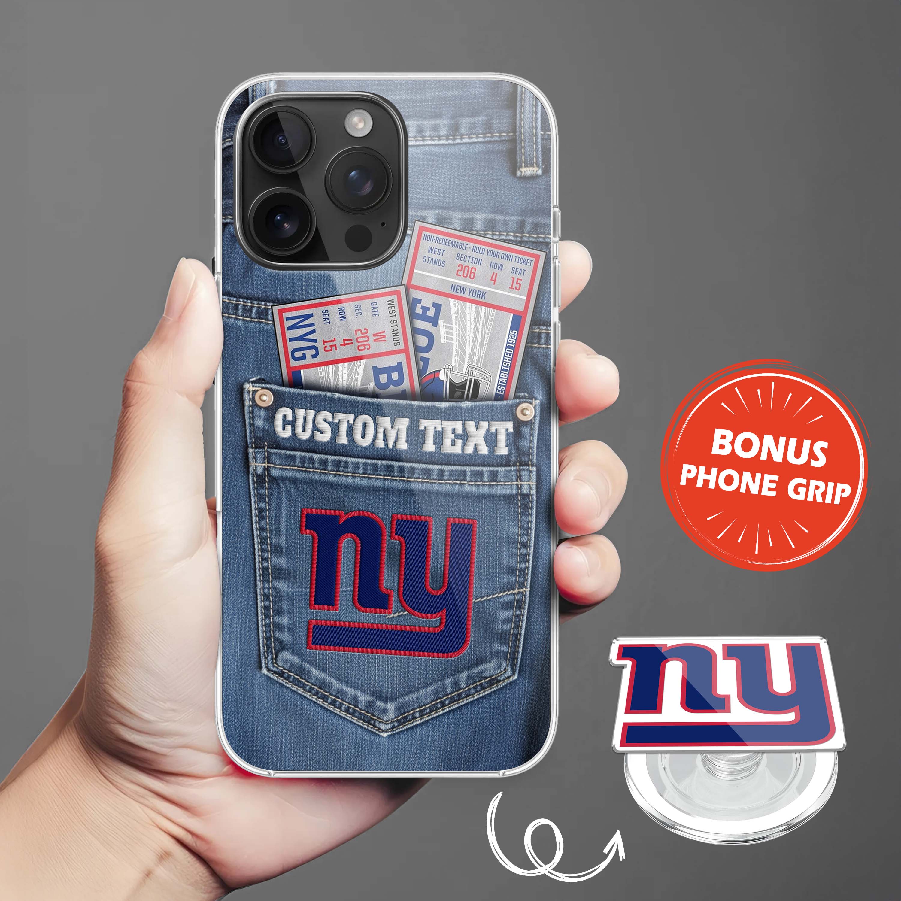 New York Giants NFL Jeans Pocket Phone Case & Phone Grip PT76375
