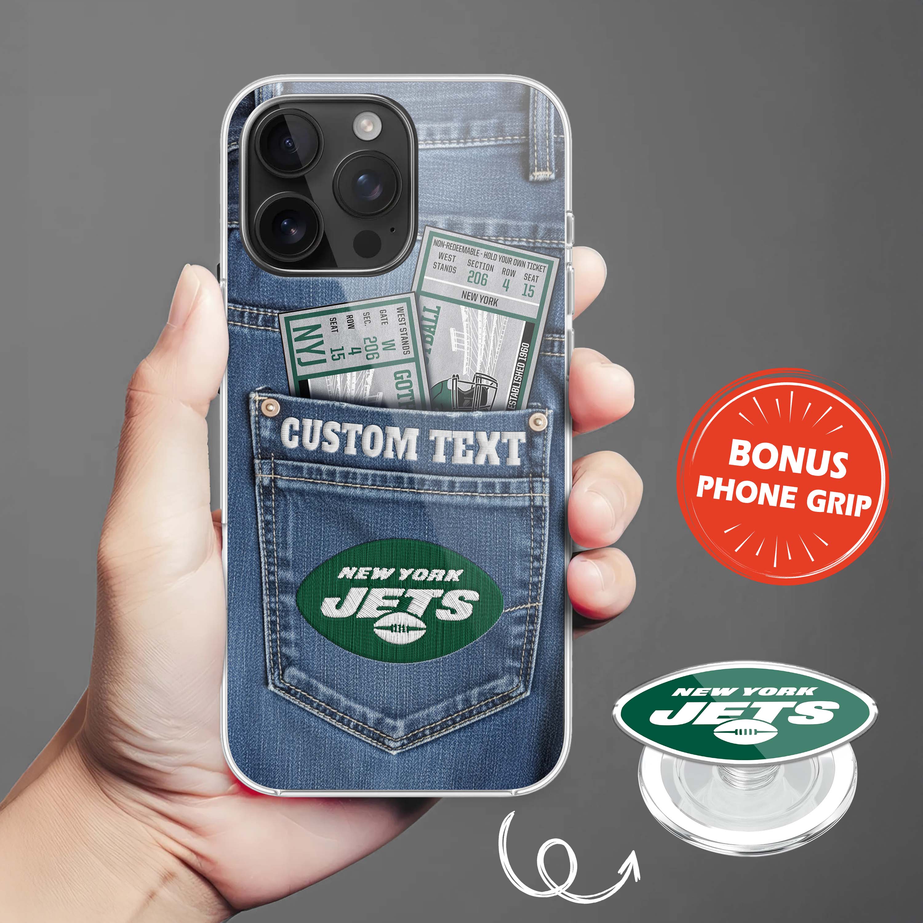 New York Jets NFL Jeans Pocket Phone Case & Phone Grip PT76376