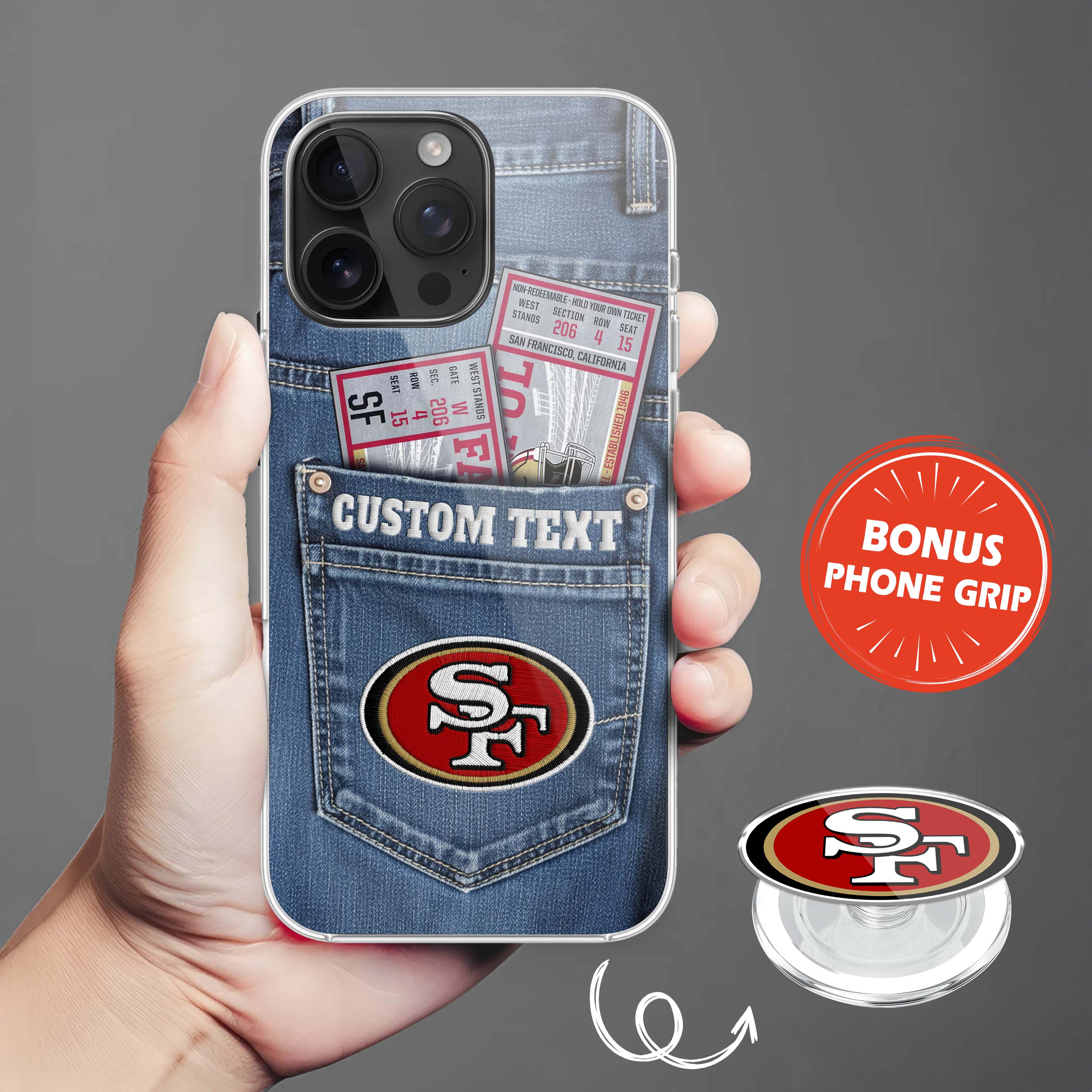 San Francisco 49ers NFL Jeans Pocket Phone Case & Phone Grip PT76379