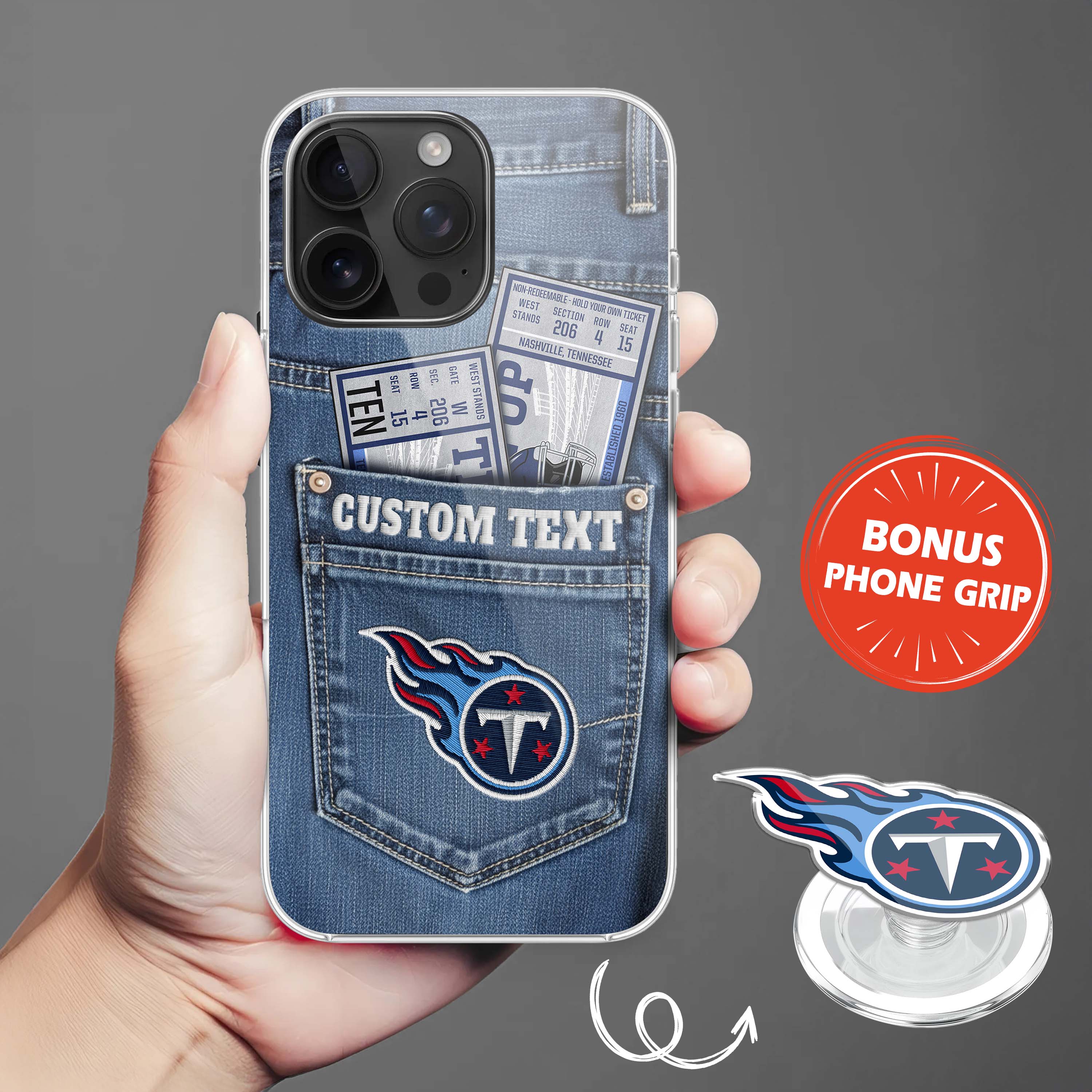 Tennessee Titans NFL Jeans Pocket Phone Case & Phone Grip PT76382