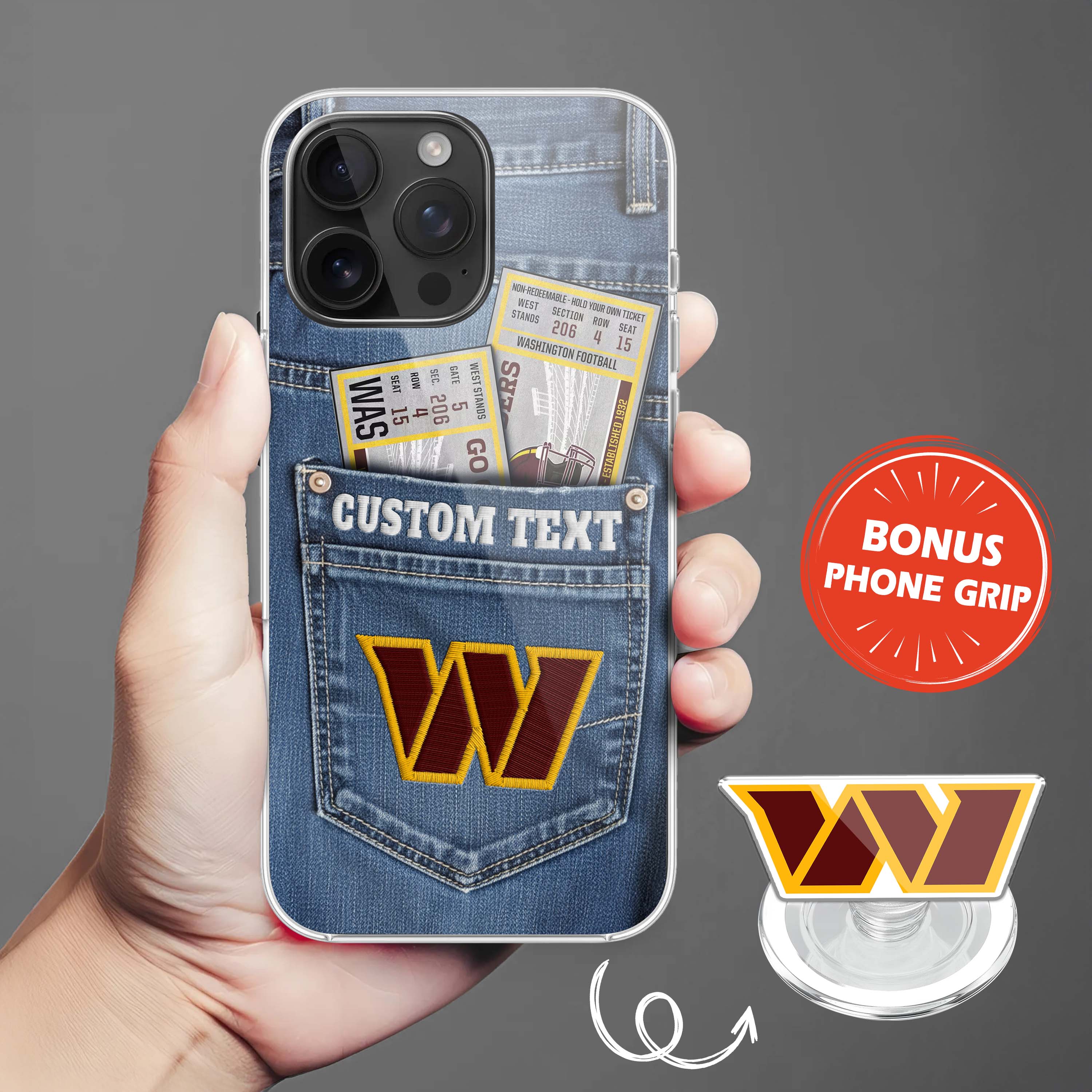 Washington Commanders NFL Jeans Pocket Phone Case & Phone Grip PT76383