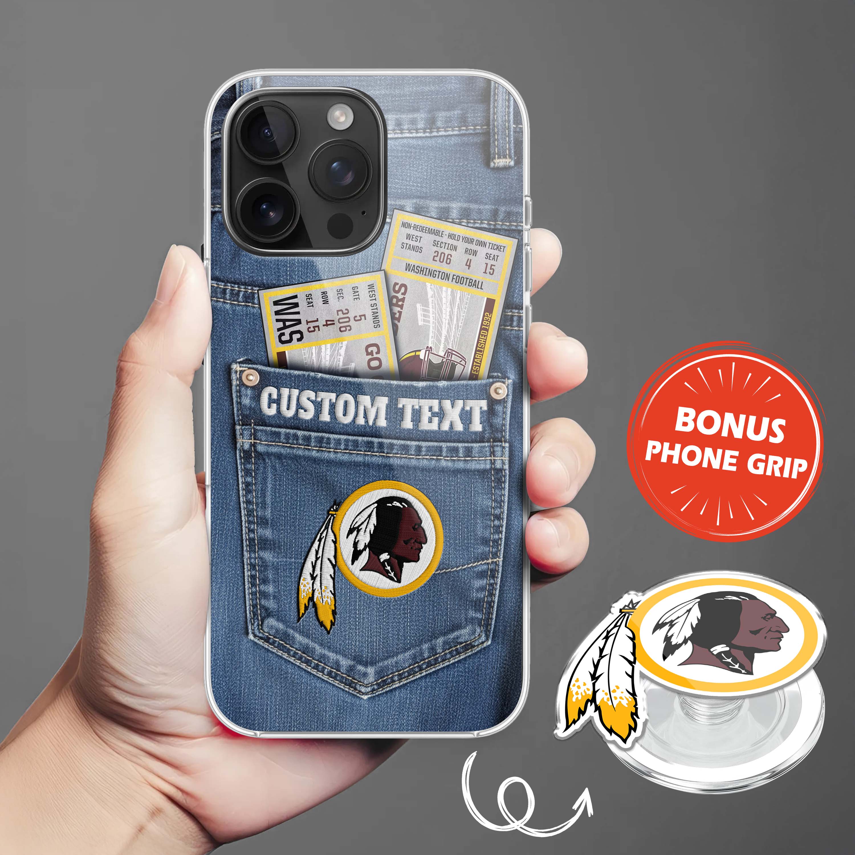 Washington Redskins NFL Jeans Pocket Phone Case & Phone Grip PT76384