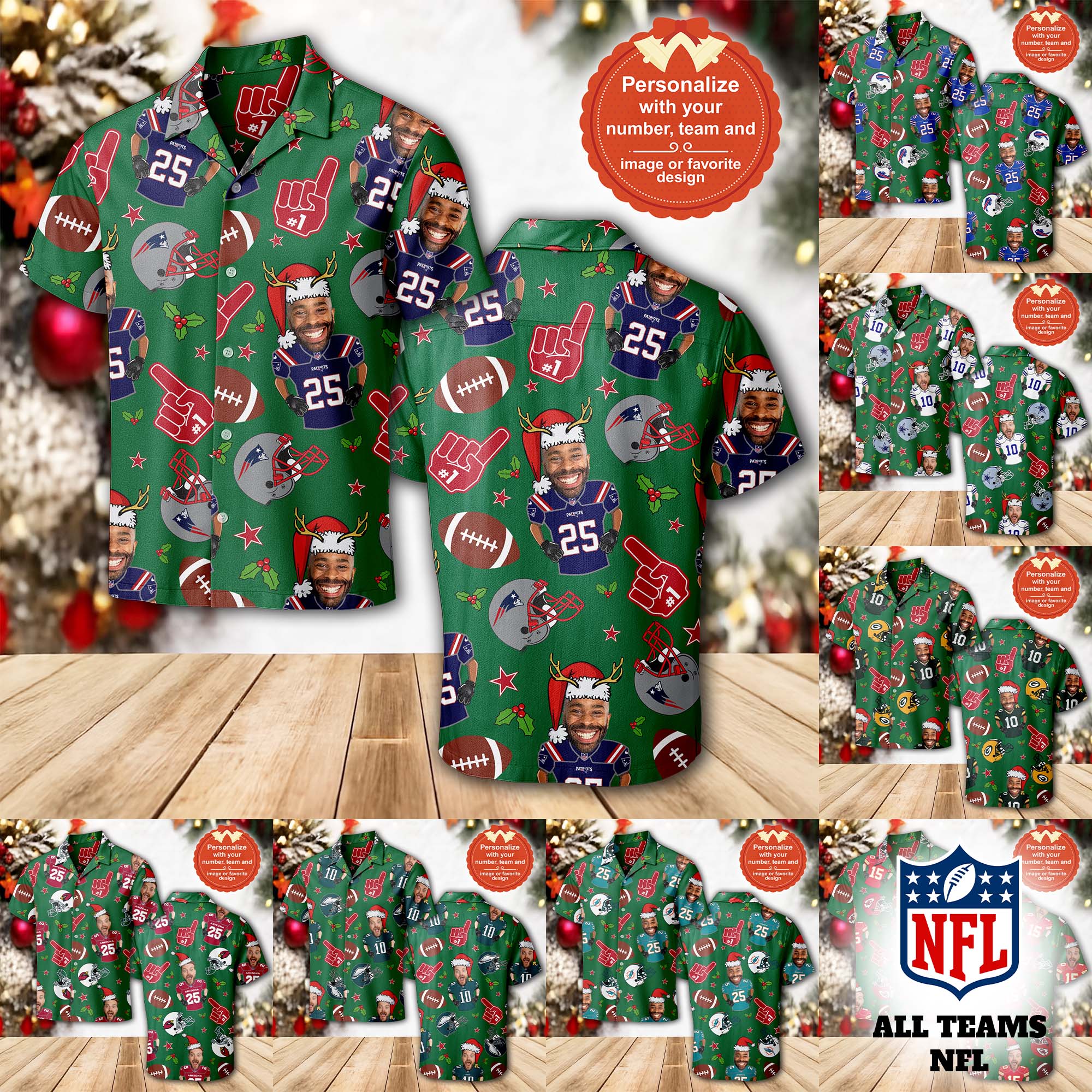 NFL Hawaiian Custom Personalized Photo Customize Hawaii Shirt PT76392