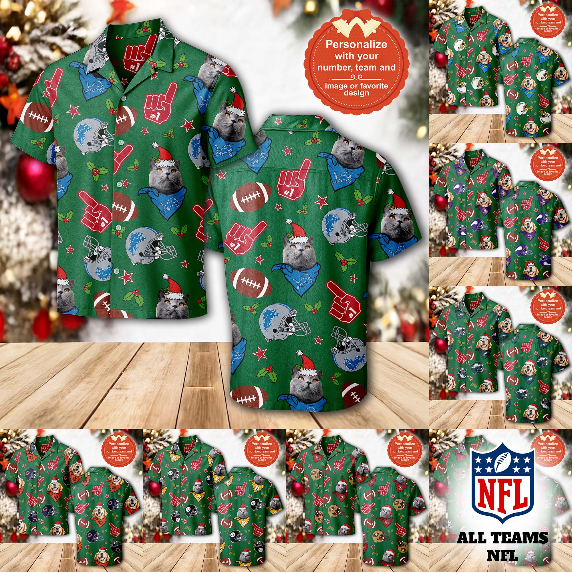 NFL Hawaiian Custom Personalized Photo for Pets Customize Hawaii Shirt PT76393