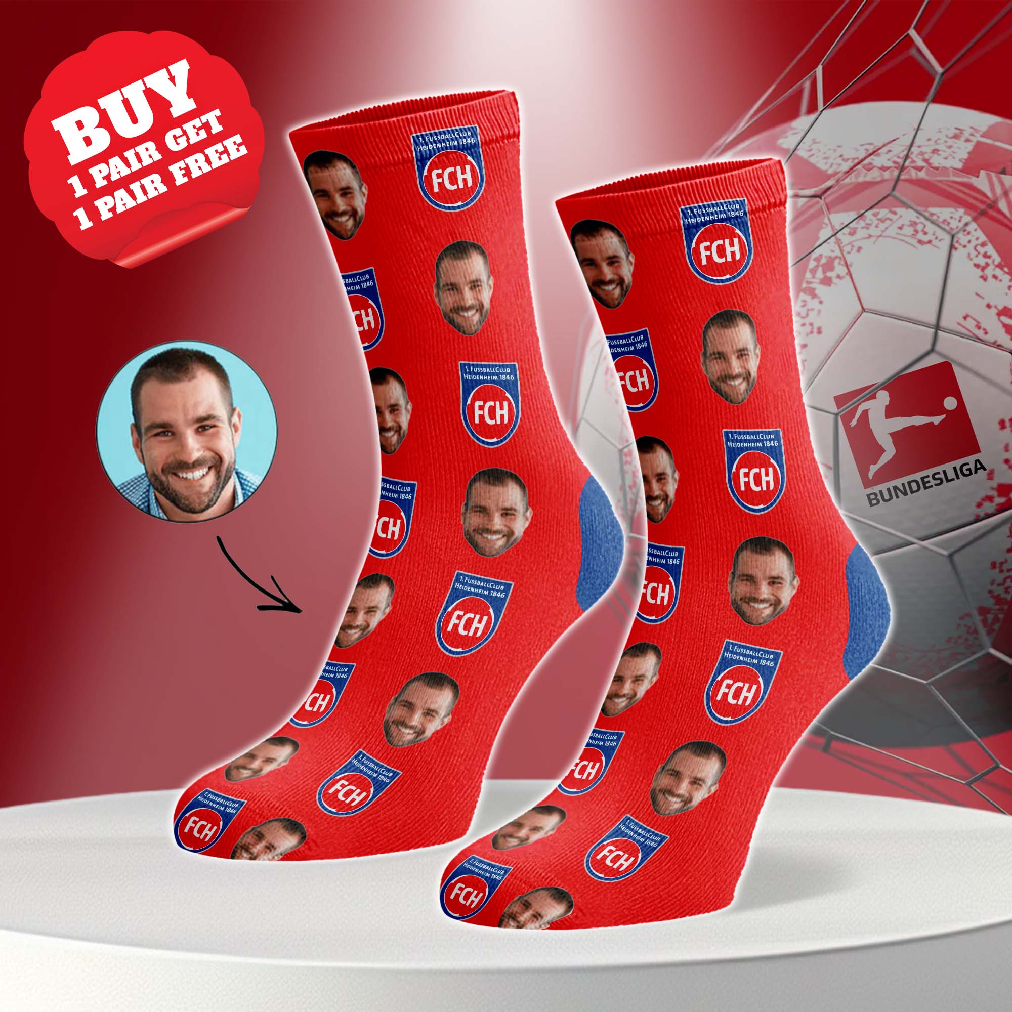 1. FC Heidenheim Personalized Middle Tube Socks PT76475