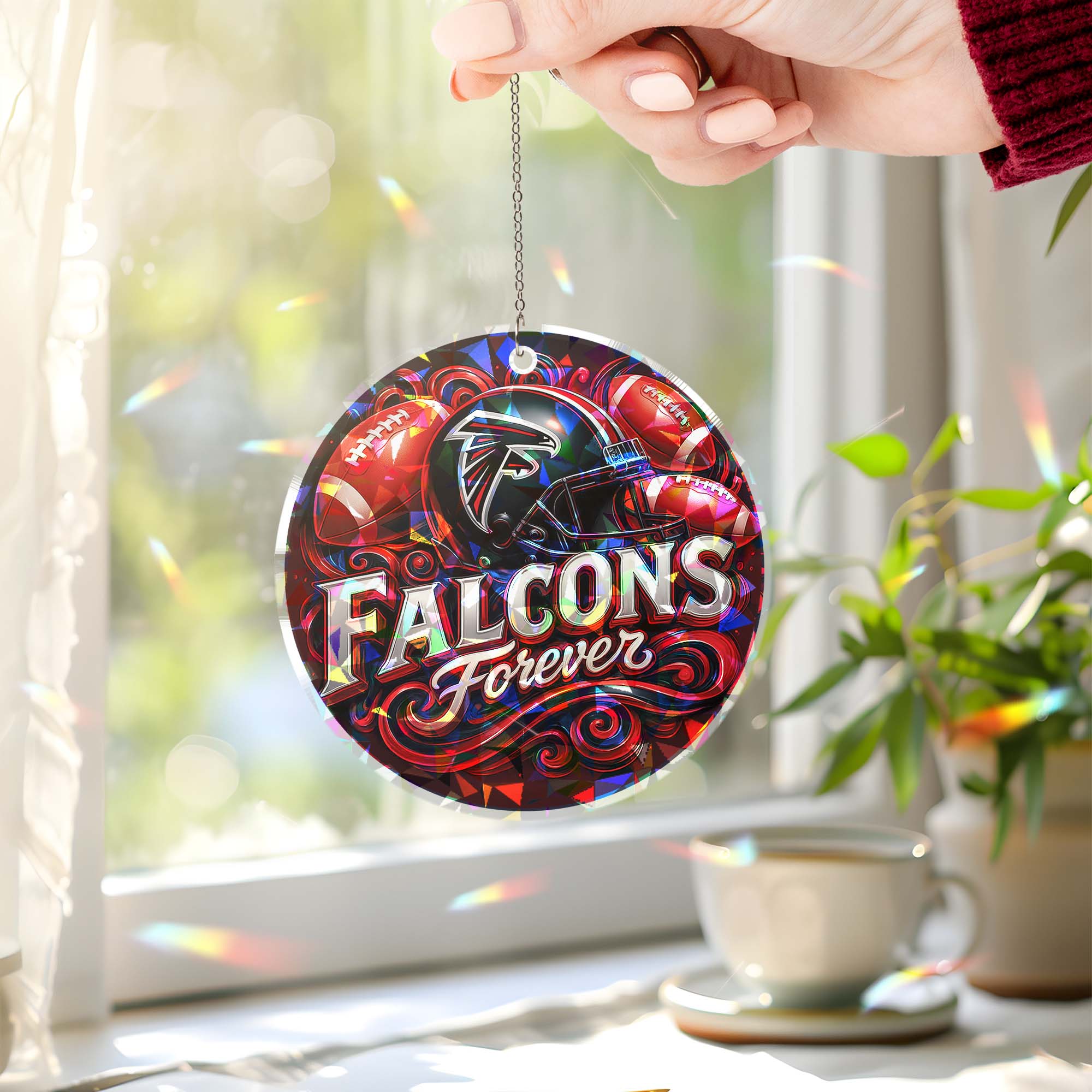 Atlanta Falcons Suncatcher Round Glass Ornament-1 Side Print PT76514