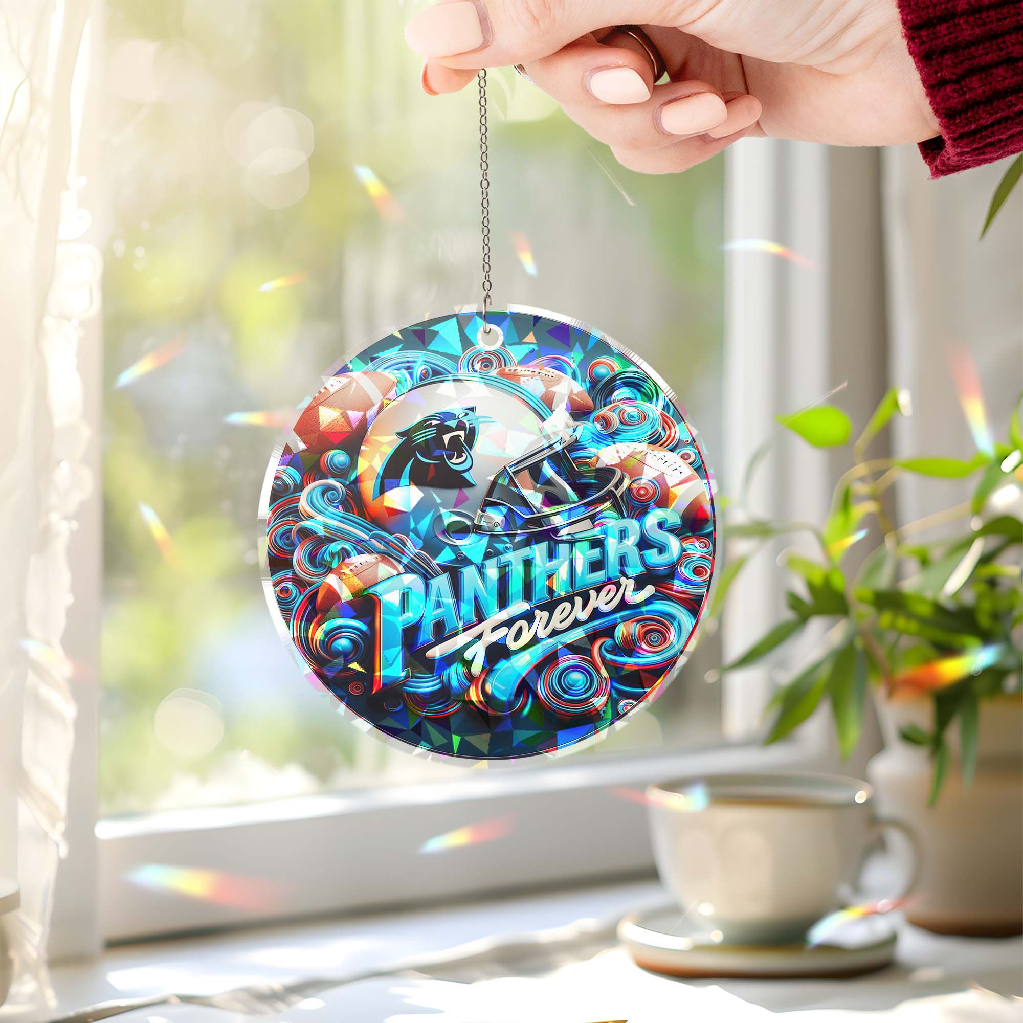 Carolina Panthers Suncatcher Round Glass Ornament-1 Side Print PT76517
