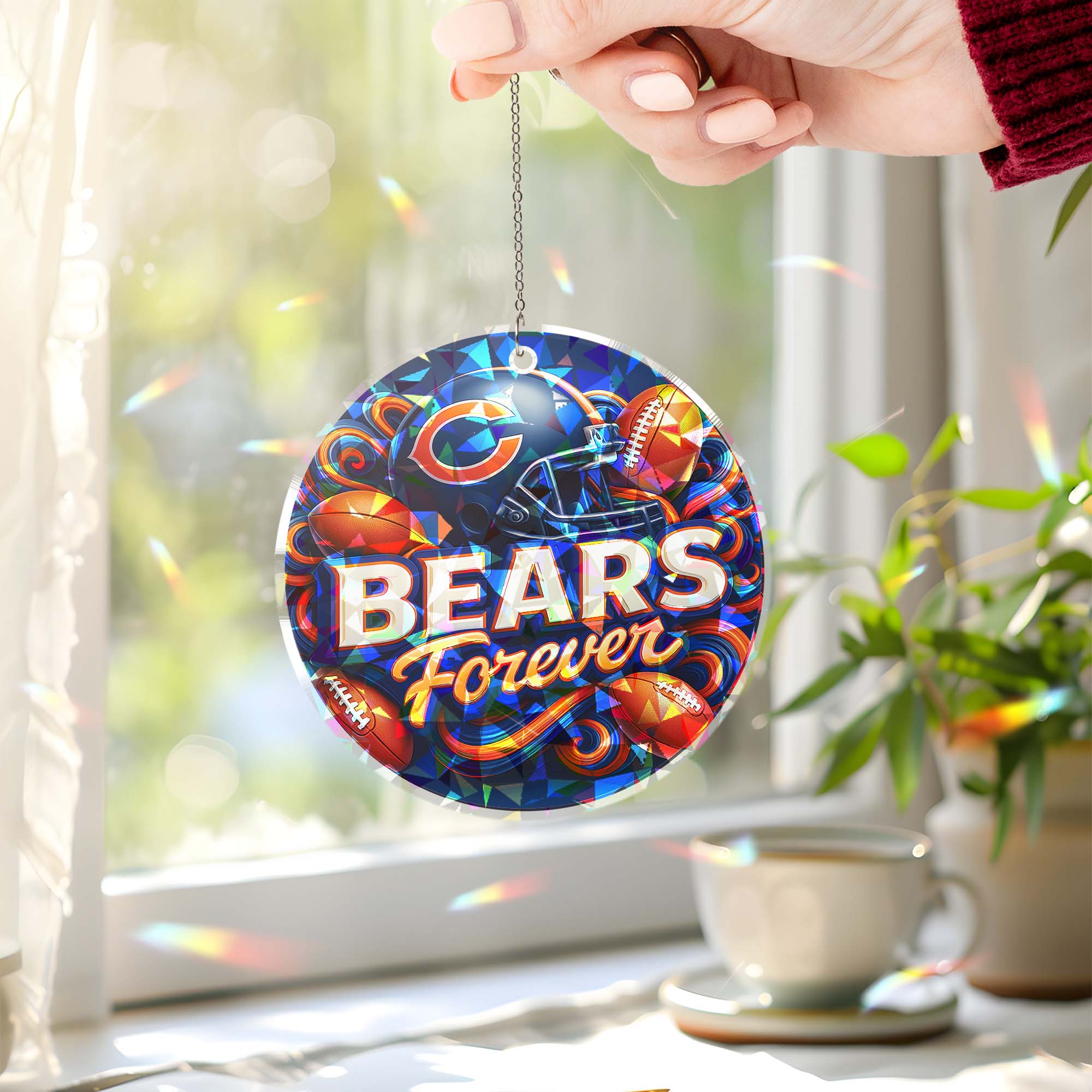 Chicago Bears Suncatcher Round Glass Ornament-1 Side Print PT76518