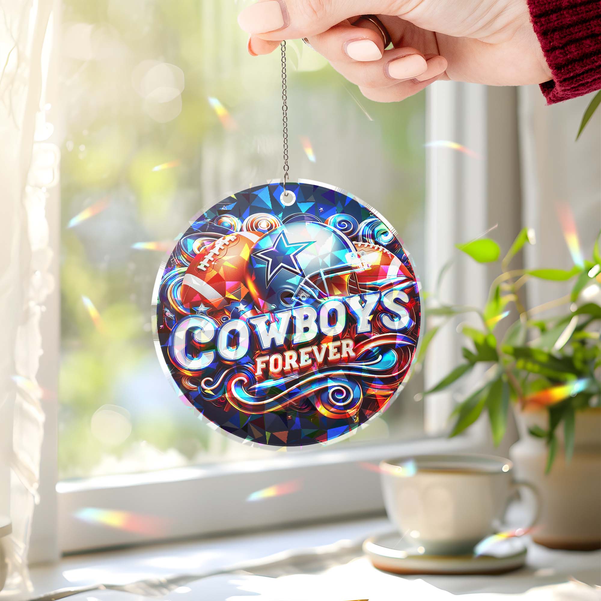 Dallas Cowboys Suncatcher Round Glass Ornament-1 Side Print PT76521
