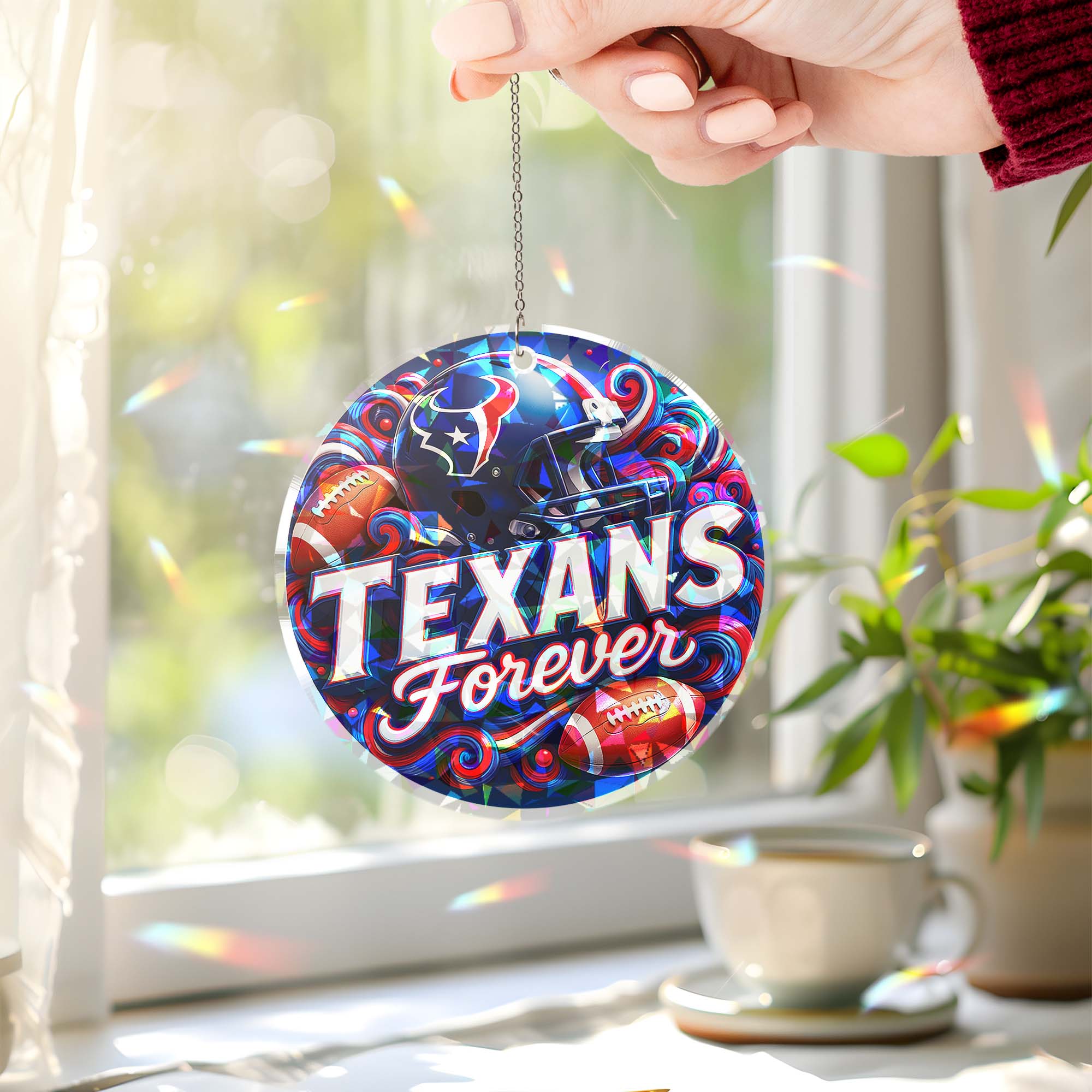 Houston Texans Suncatcher Round Glass Ornament-1 Side Print PT76525