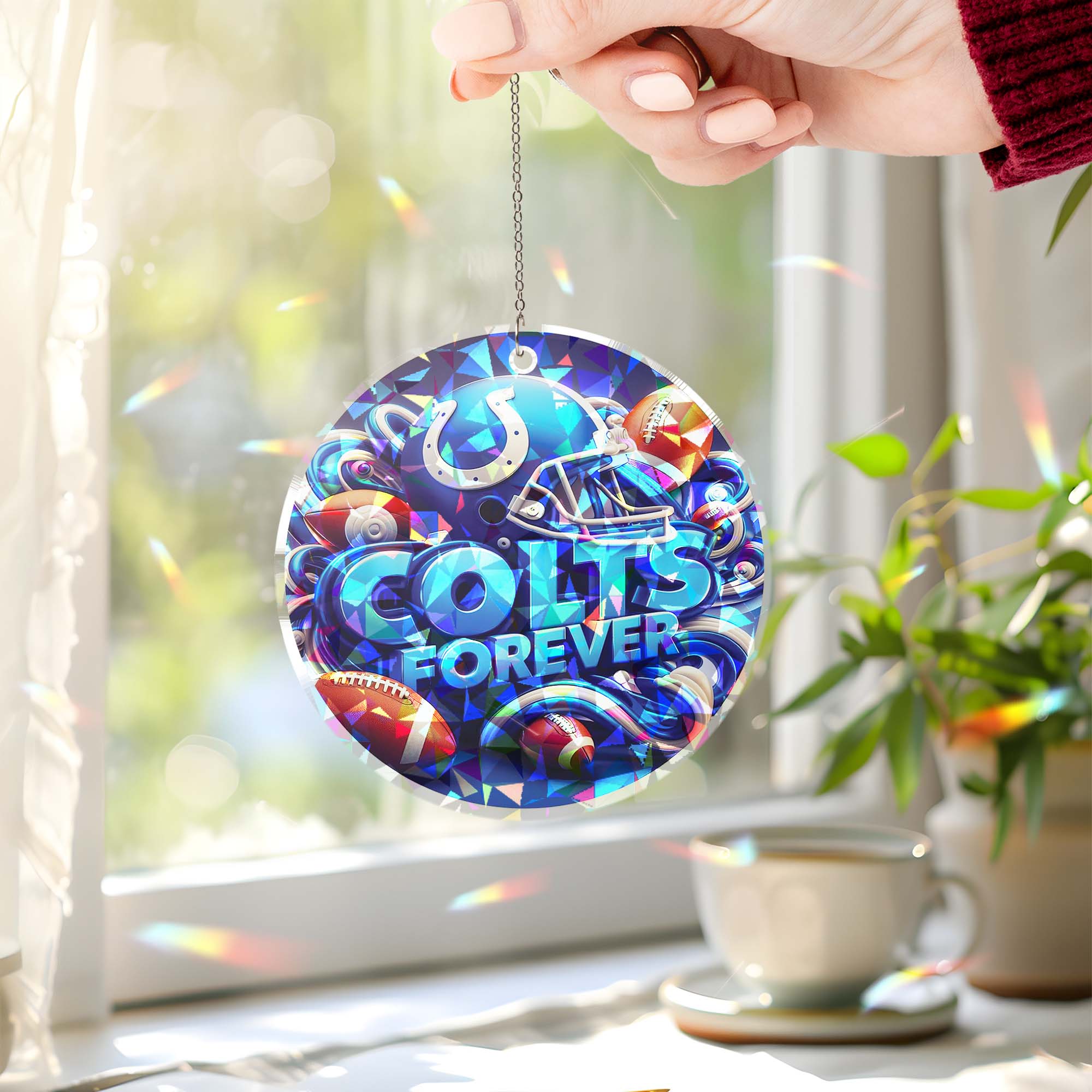 Indianapolis Colts Suncatcher Round Glass Ornament-1 Side Print PT76526
