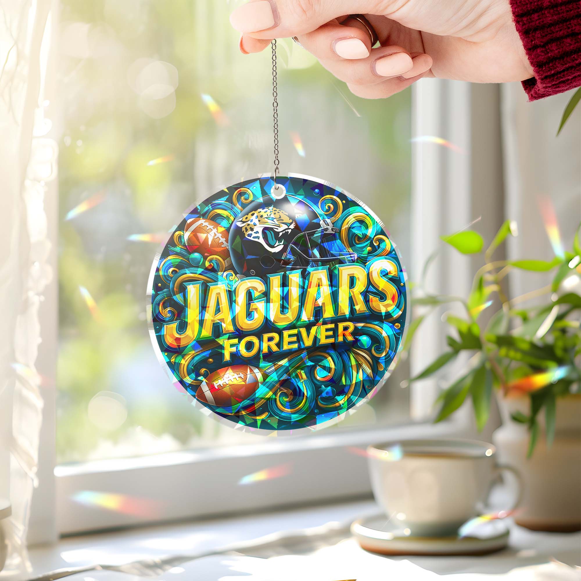 Jacksonville Jaguars Suncatcher Round Glass Ornament-1 Side Print PT76527