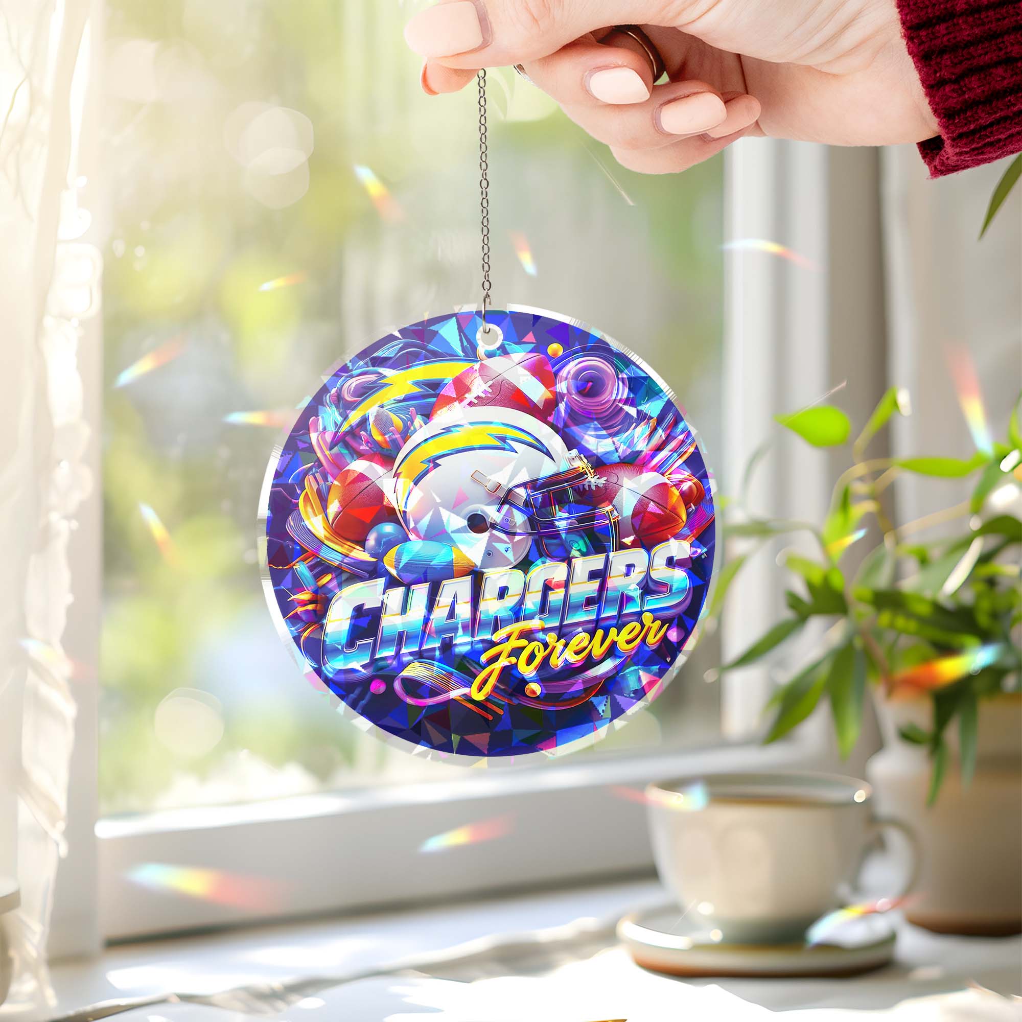 Los Angeles Chargers Suncatcher Round Glass Ornament-1 Side Print PT76530