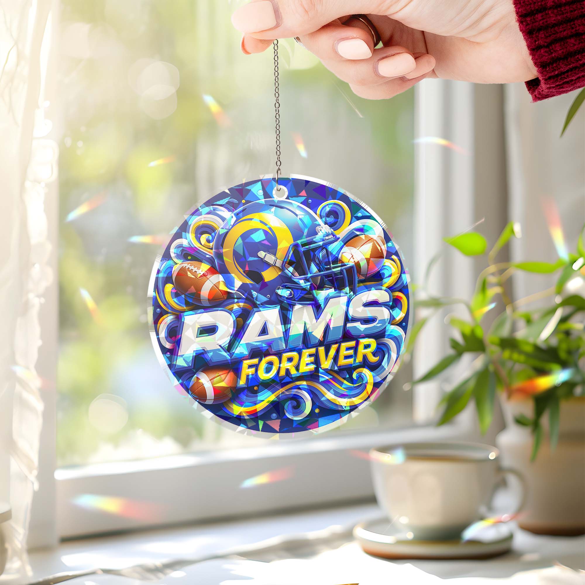 Los Angeles Rams Suncatcher Round Glass Ornament-1 Side Print PT76531