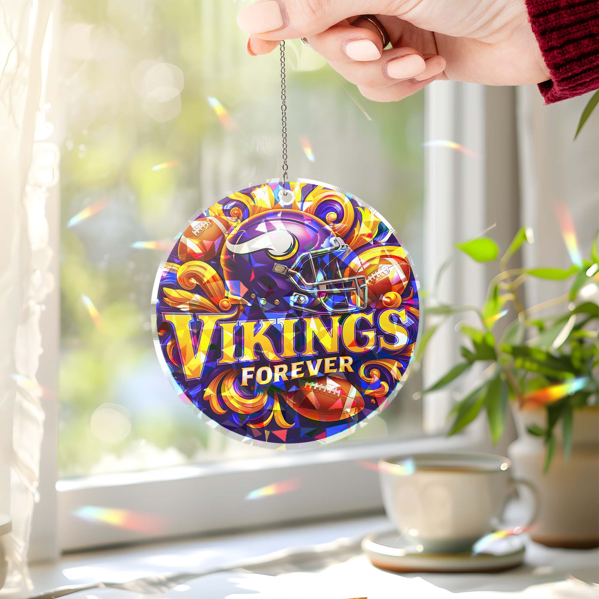Minnesota Vikings Suncatcher Round Glass Ornament-1 Side Print PT76533