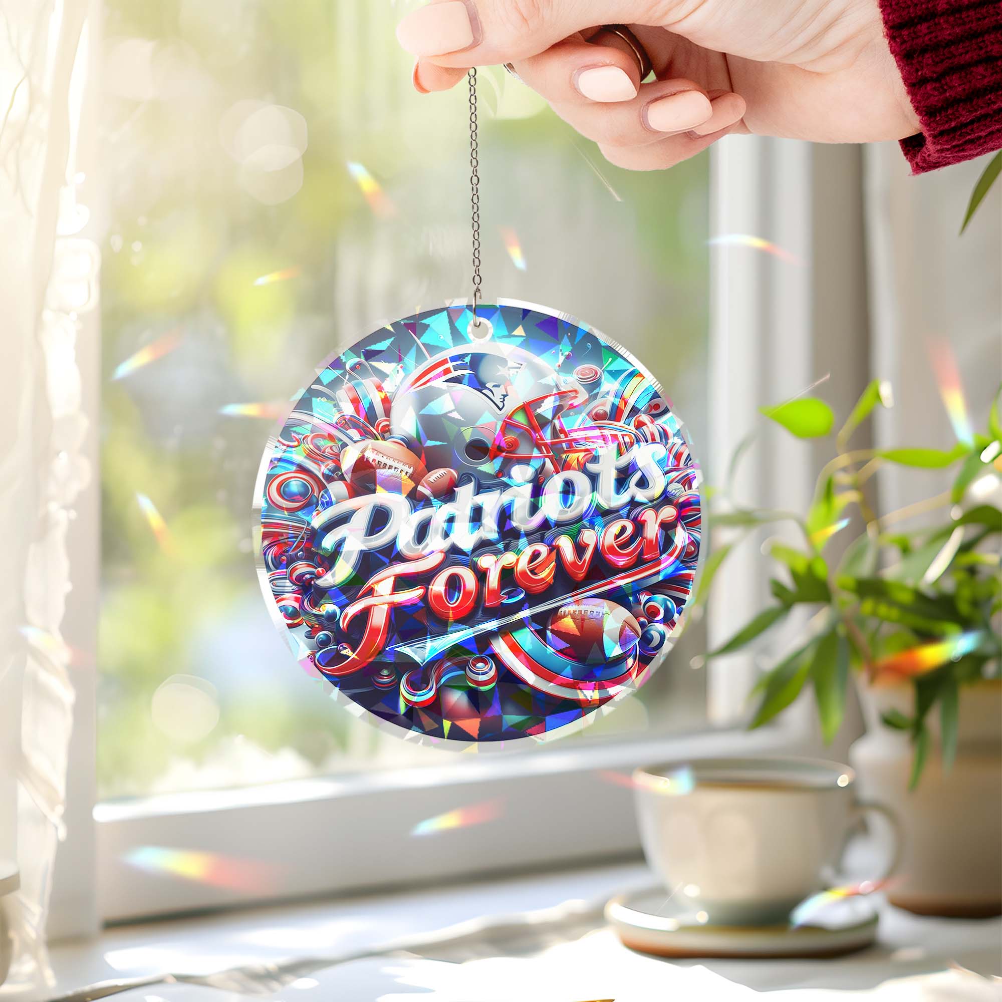 New England Patriots Suncatcher Round Glass Ornament-1 Side Print PT76534
