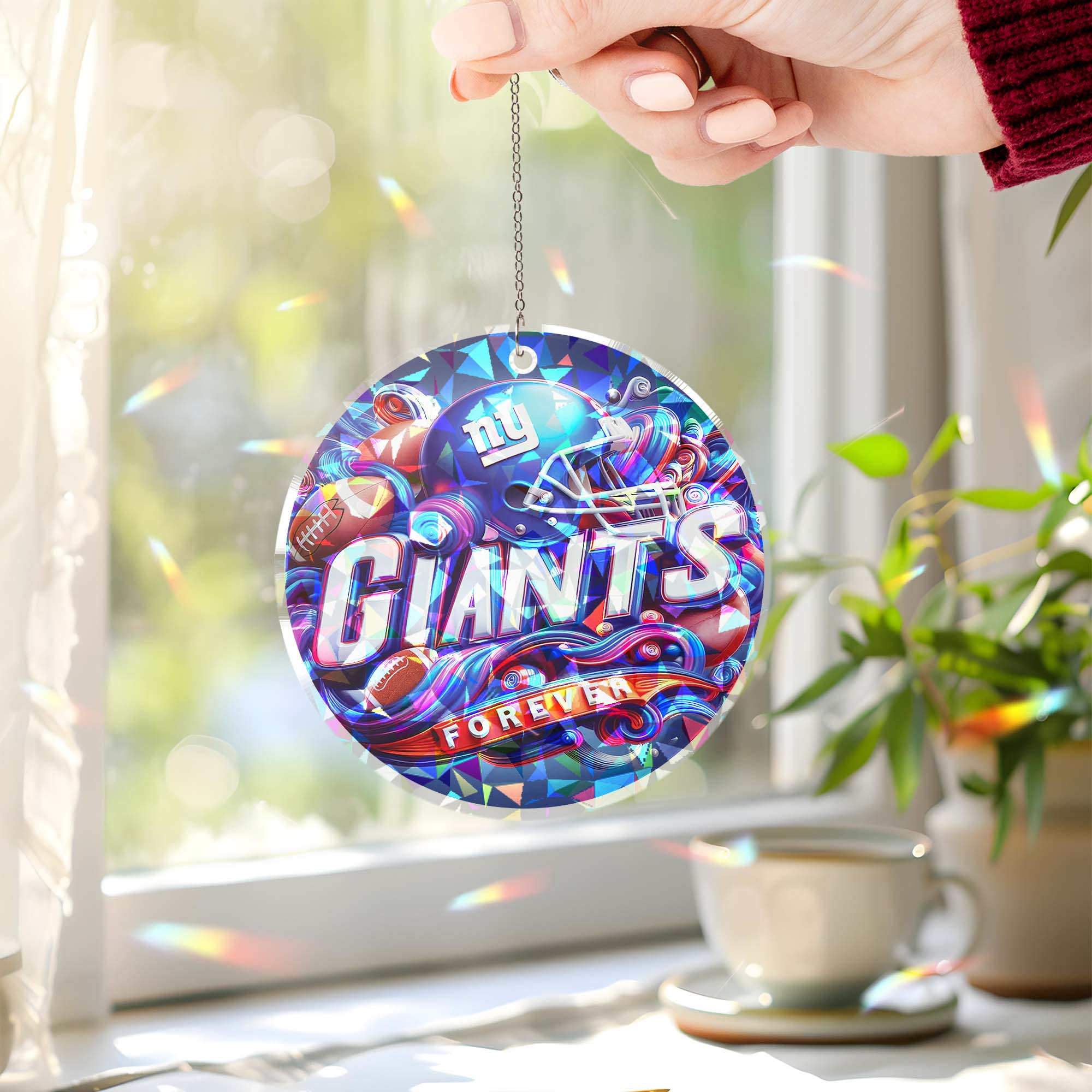 New York Giant Suncatcher Round Glass Ornament-1 Side Print PT76536
