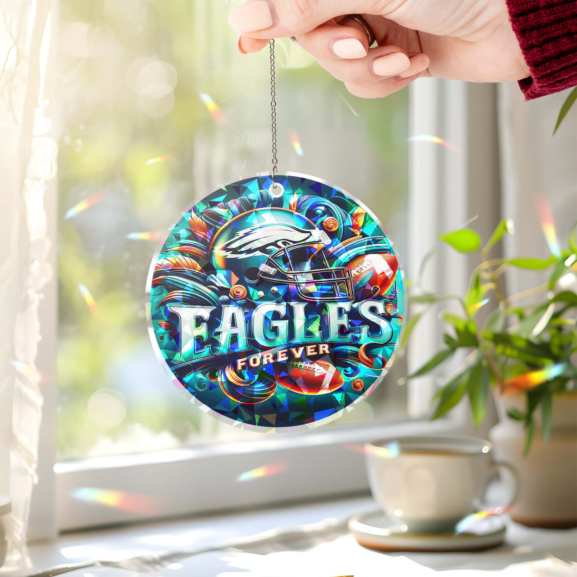 Philadelphia Eagles Suncatcher Round Glass Ornament-1 Side Print PT76538