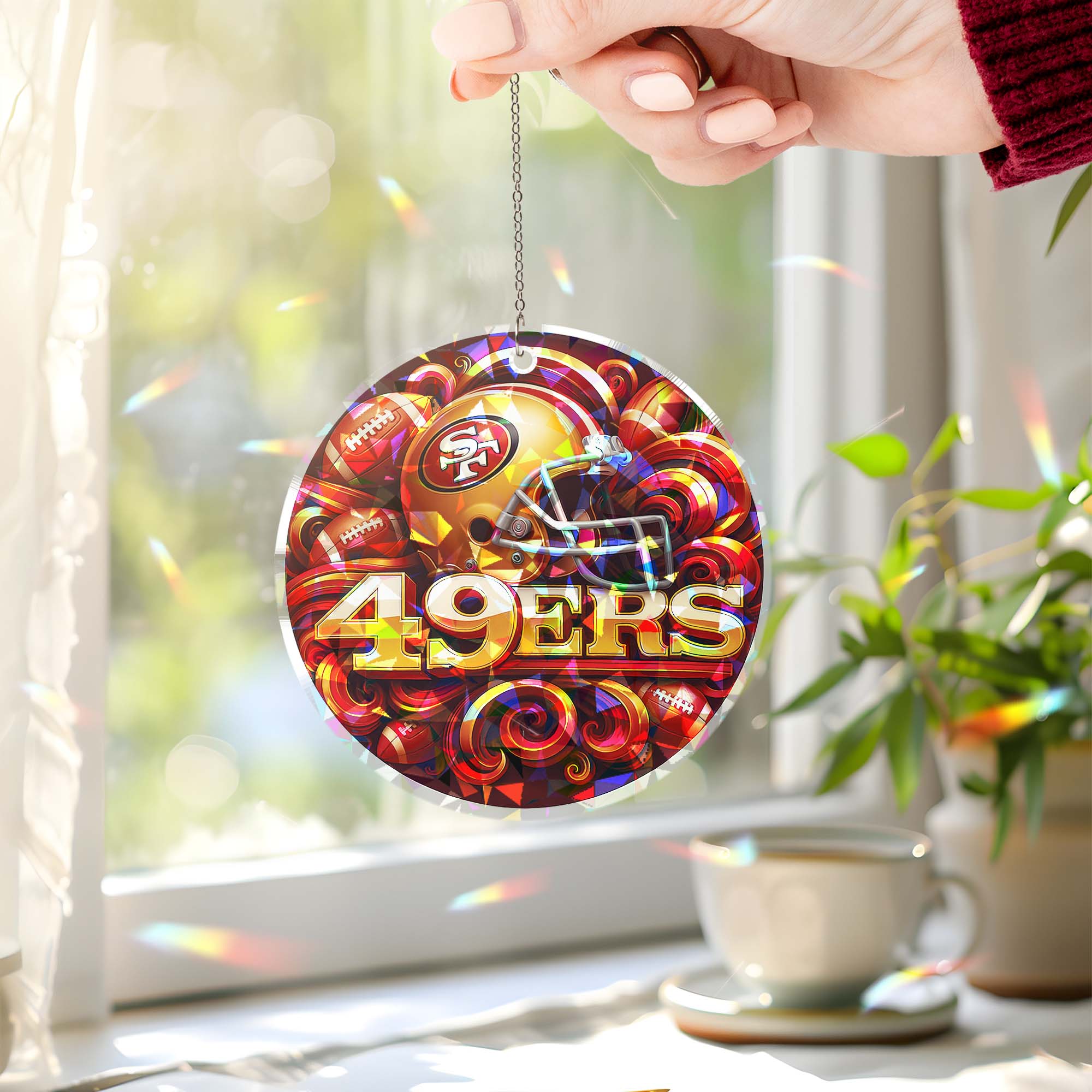 San Francisco 49ers Suncatcher Round Glass Ornament-1 Side Print PT76540