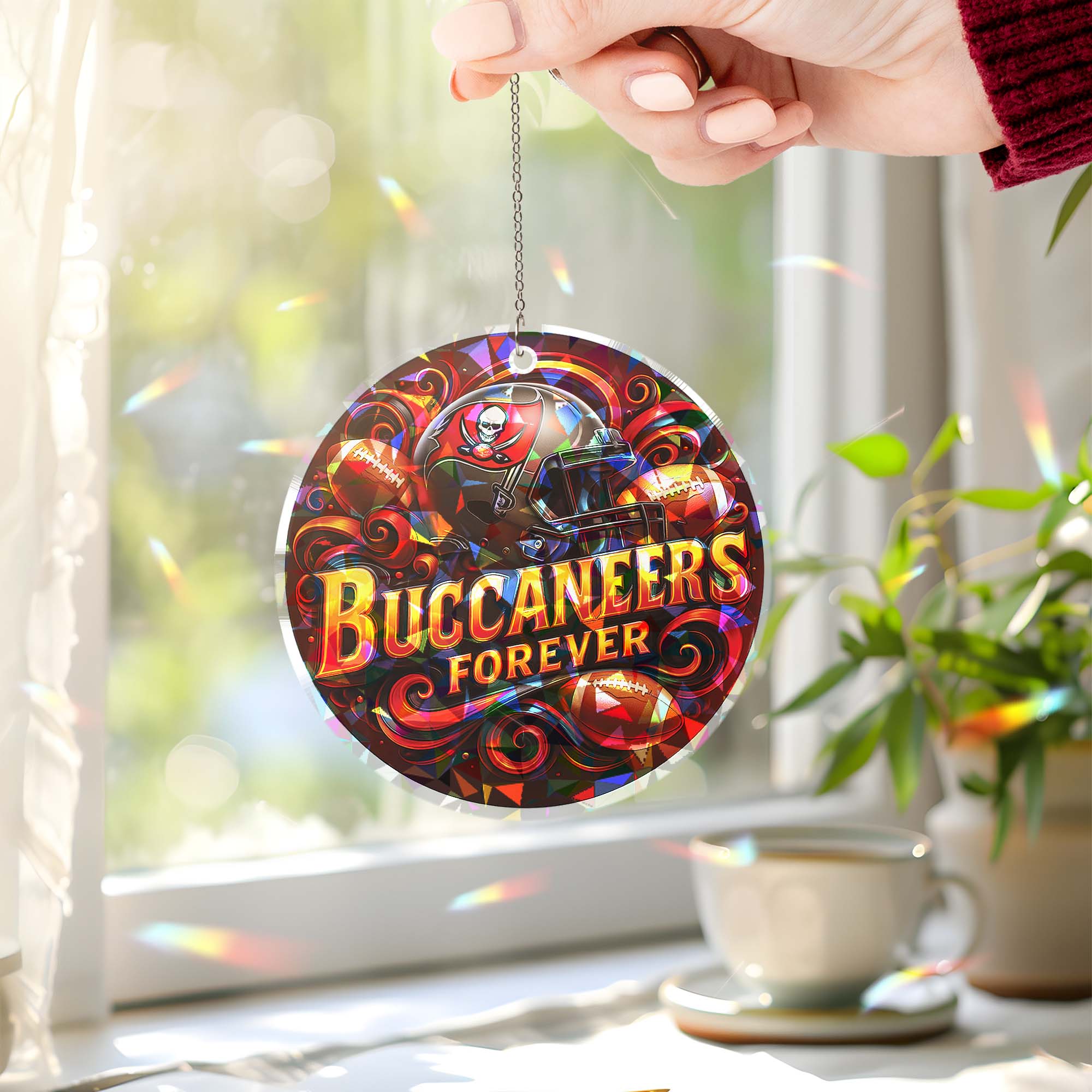 Tampa Bay Buccaneers Suncatcher Round Glass Ornament-1 Side Print PT76542