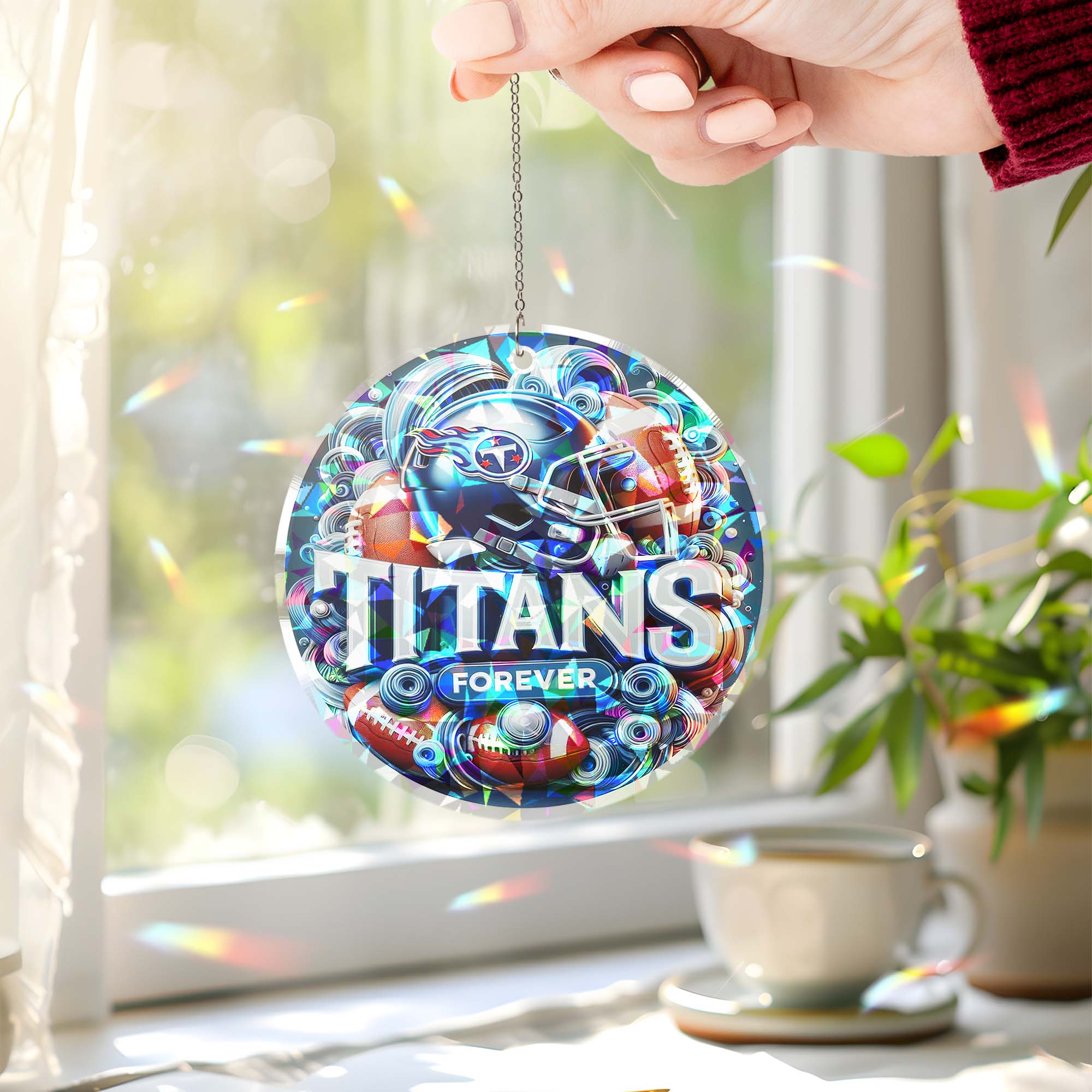 Tennessee Titans Suncatcher Round Glass Ornament-1 Side Print PT76543