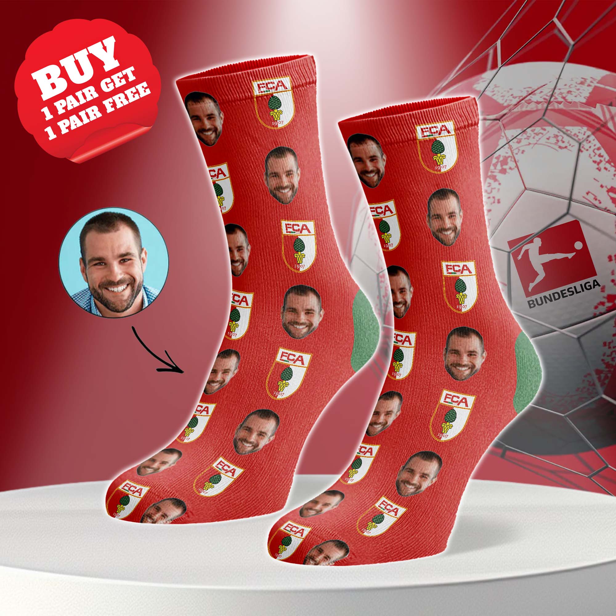 FC Augsburg Personalized Middle Tube Socks PT76483