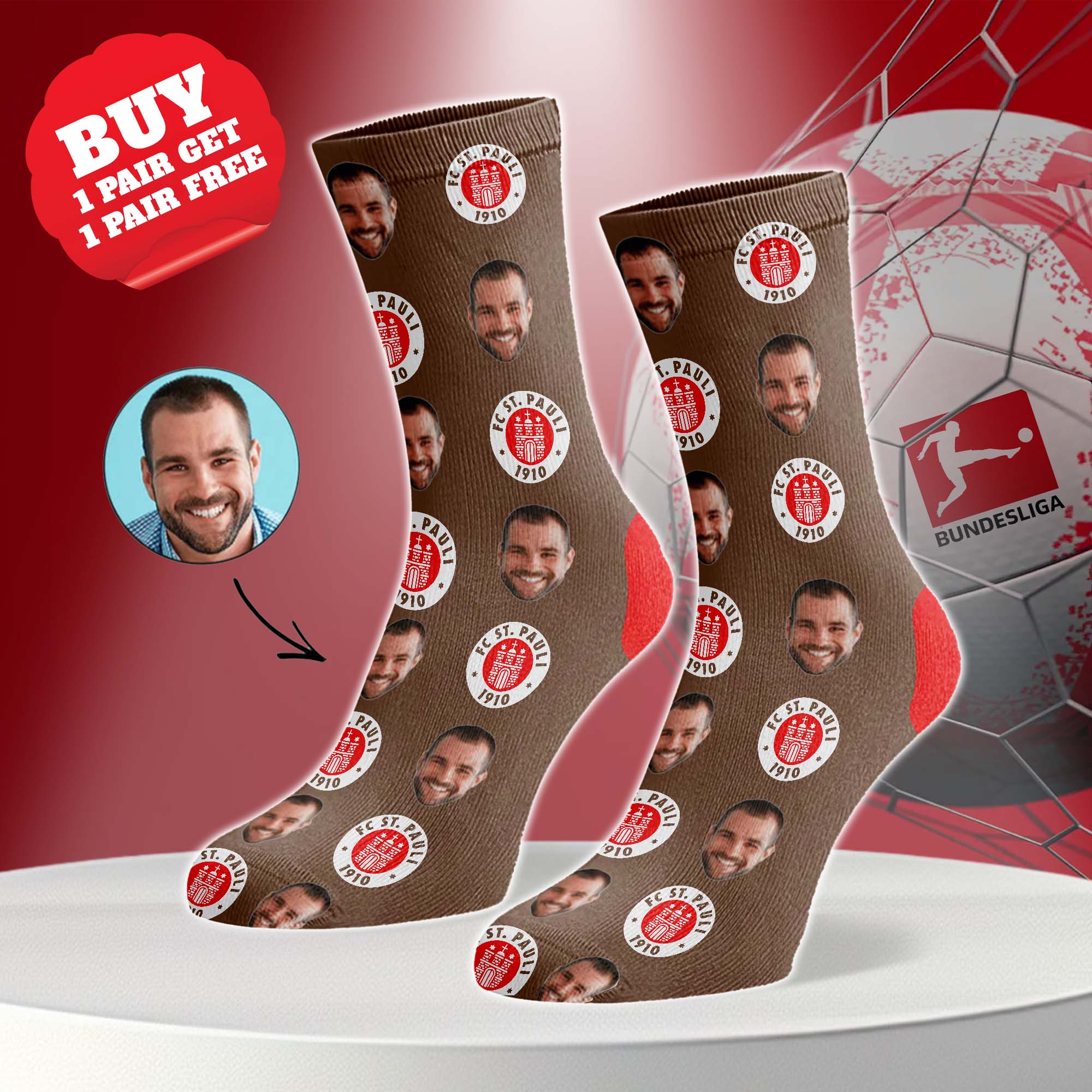 FC St. Pauli Personalized Middle Tube Socks PT76485