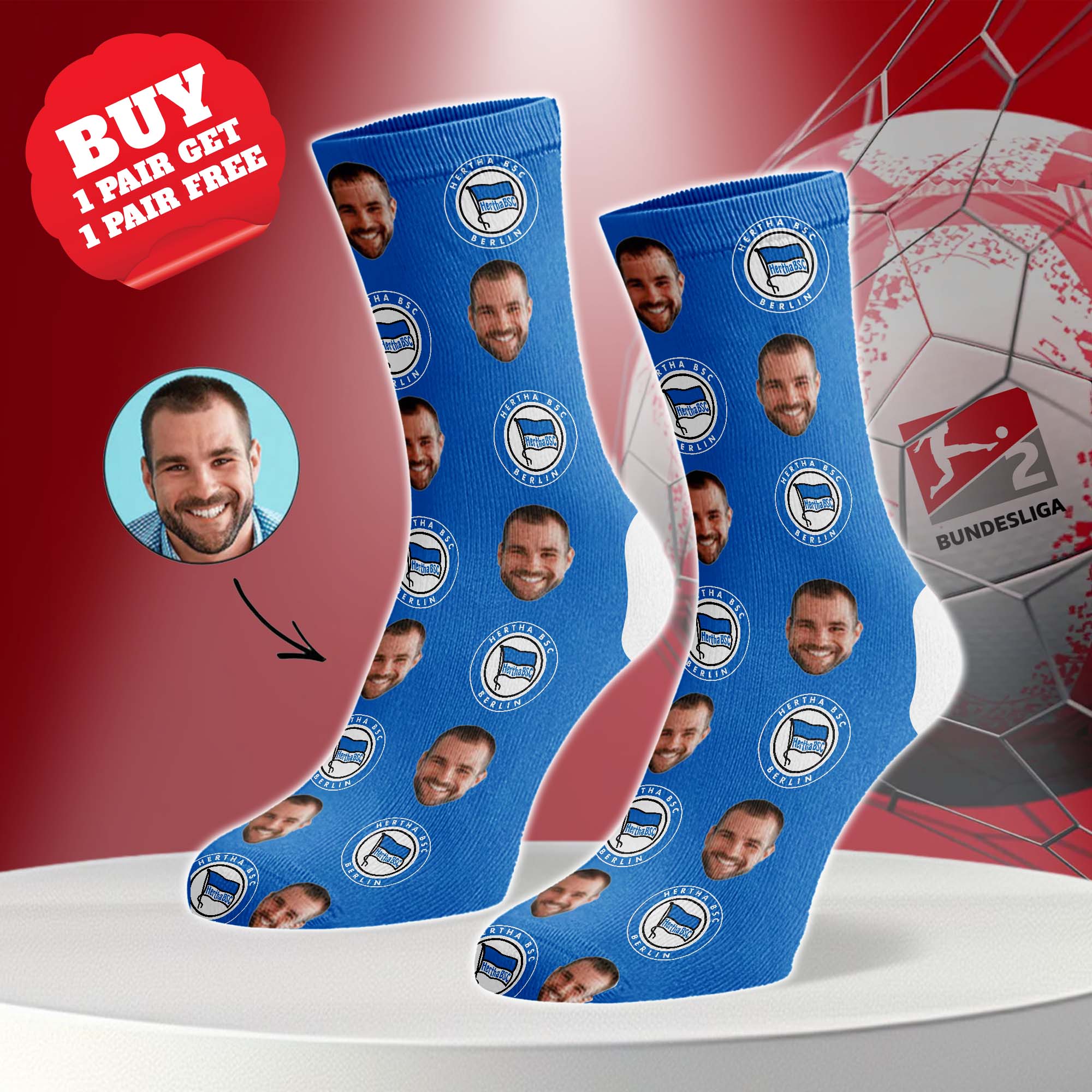 Hertha BSC Personalized Middle Tube Socks PT76502