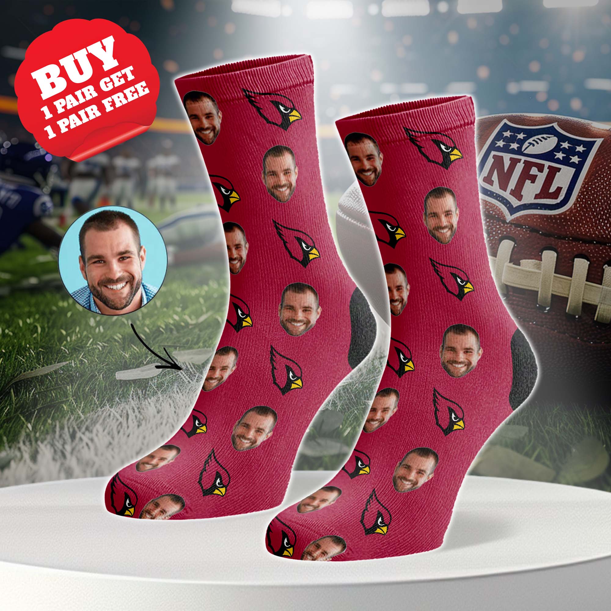 Arizona Cardinals Personalized Middle Tube Socks PT76605