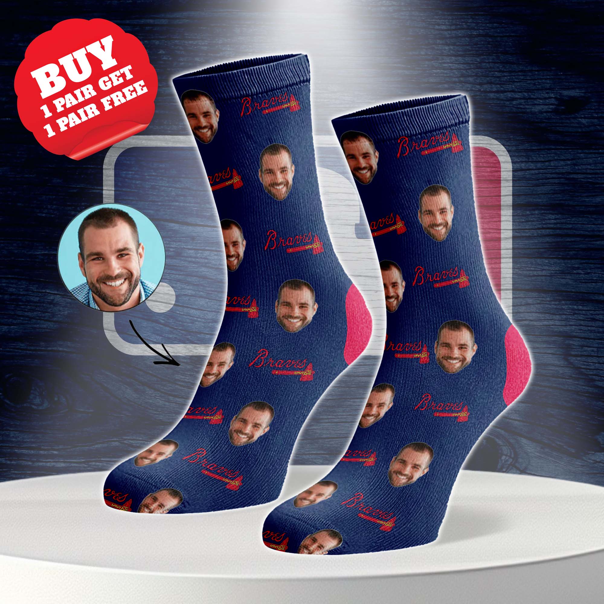Atlanta Braves Personalized Middle Tube Socks PT76577