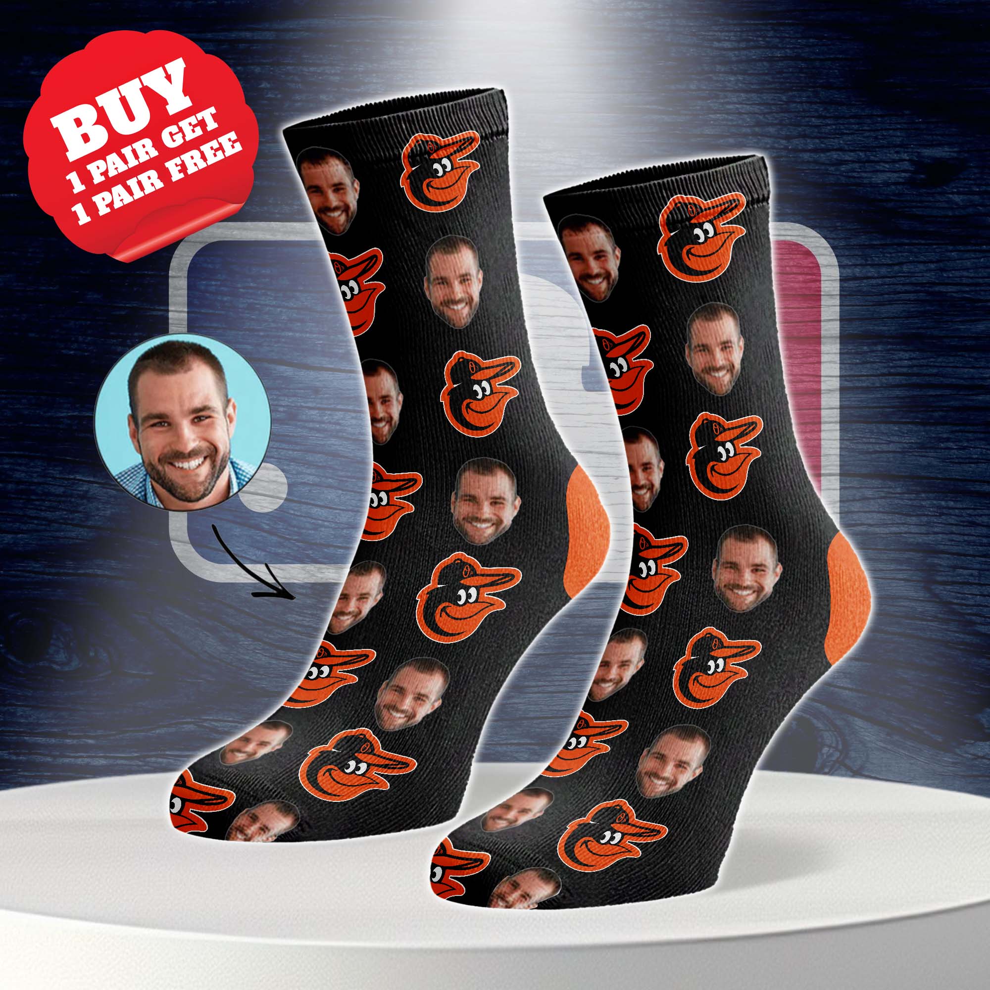 Baltimore Orioles Personalized Middle Tube Socks PT76578