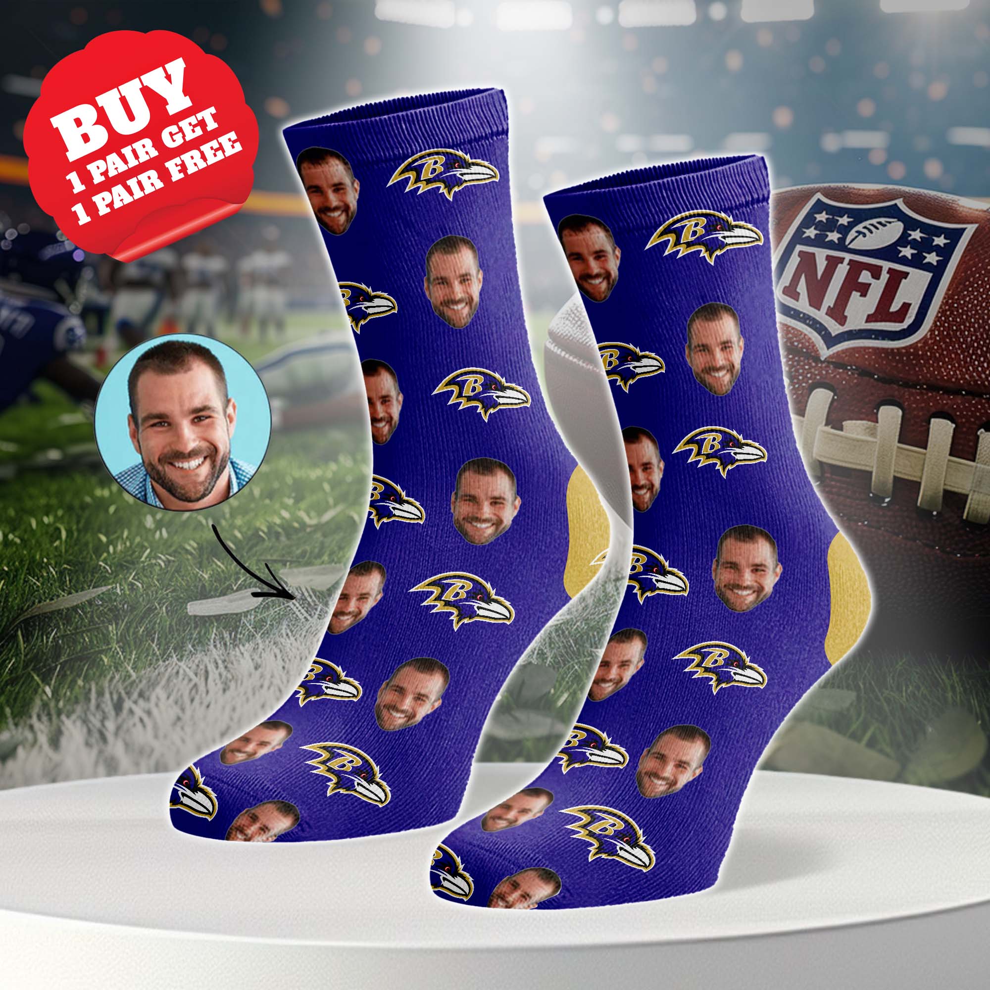 Baltimore Ravens Personalized Middle Tube Socks PT76607