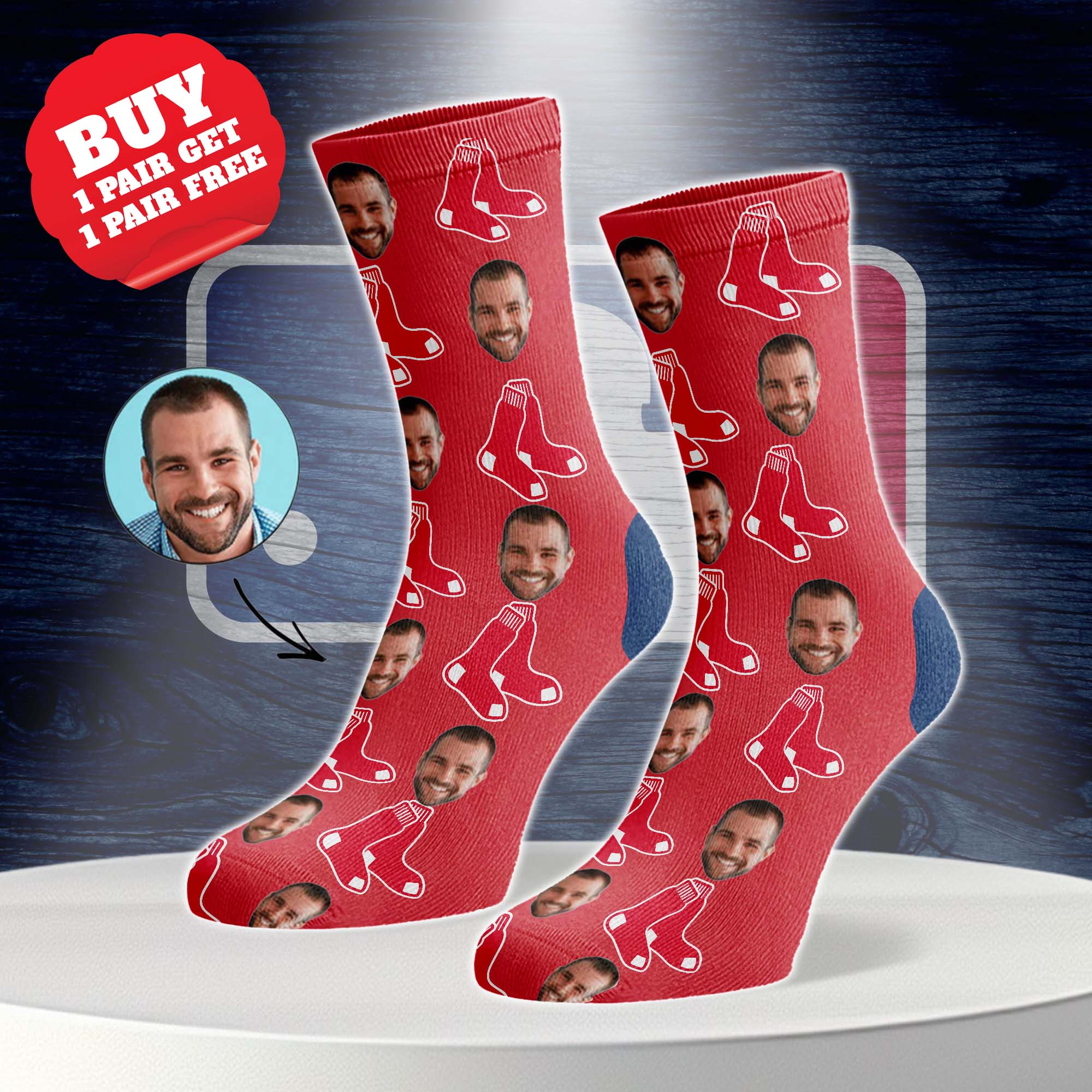 Boston Red Sox Personalized Middle Tube Socks PT76579